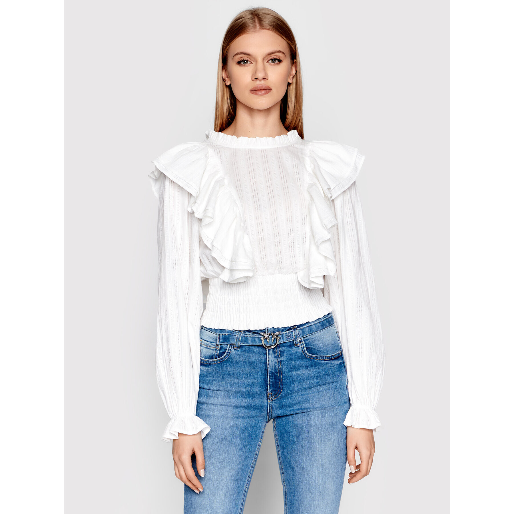 Pinko Блуза Berceto 1G17J7 Y7UU Бял Regular Fit - Pepit.bg