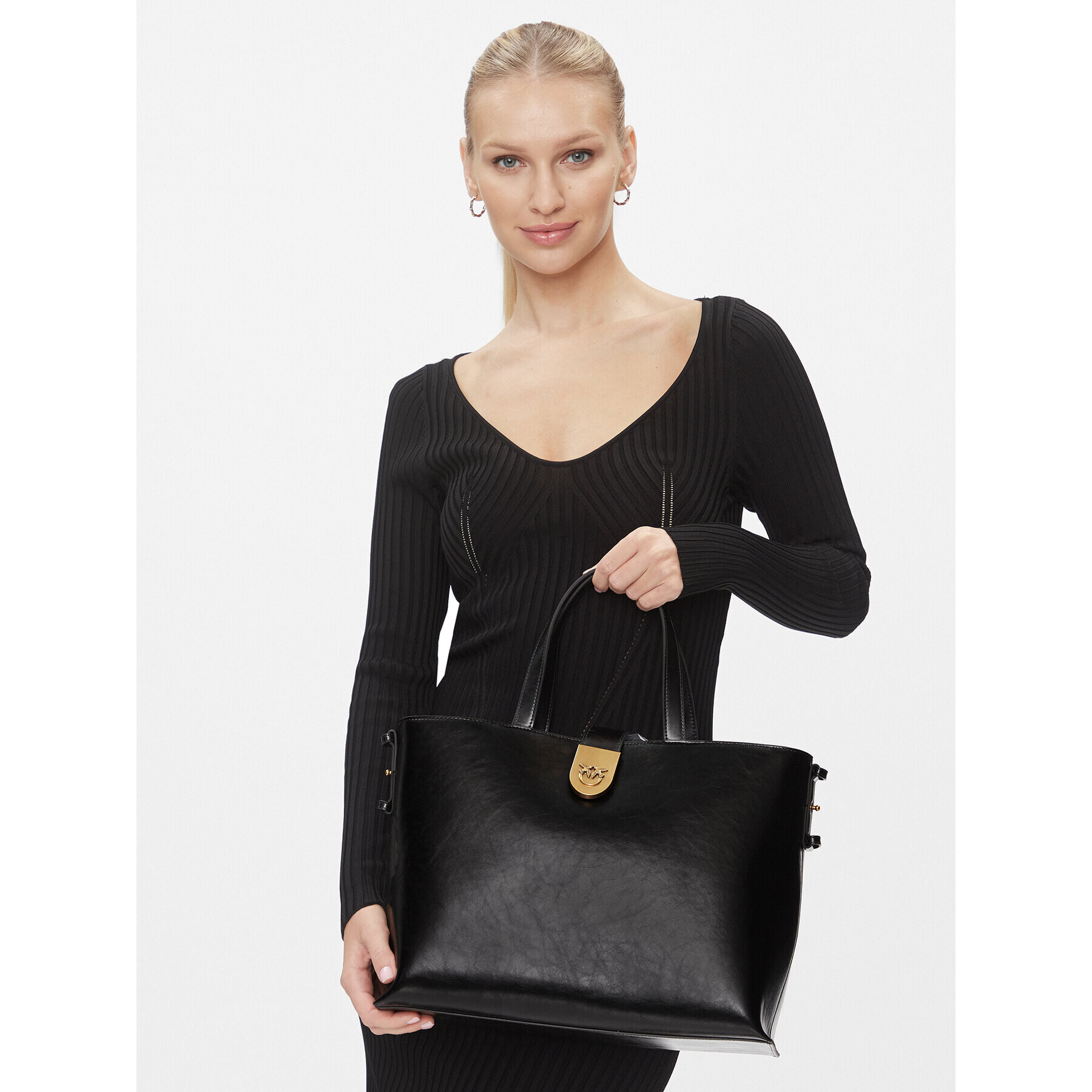 Pinko Дамска чанта Brioche Shopper AI 23-24 PLTT 101804 A106 Черен - Pepit.bg