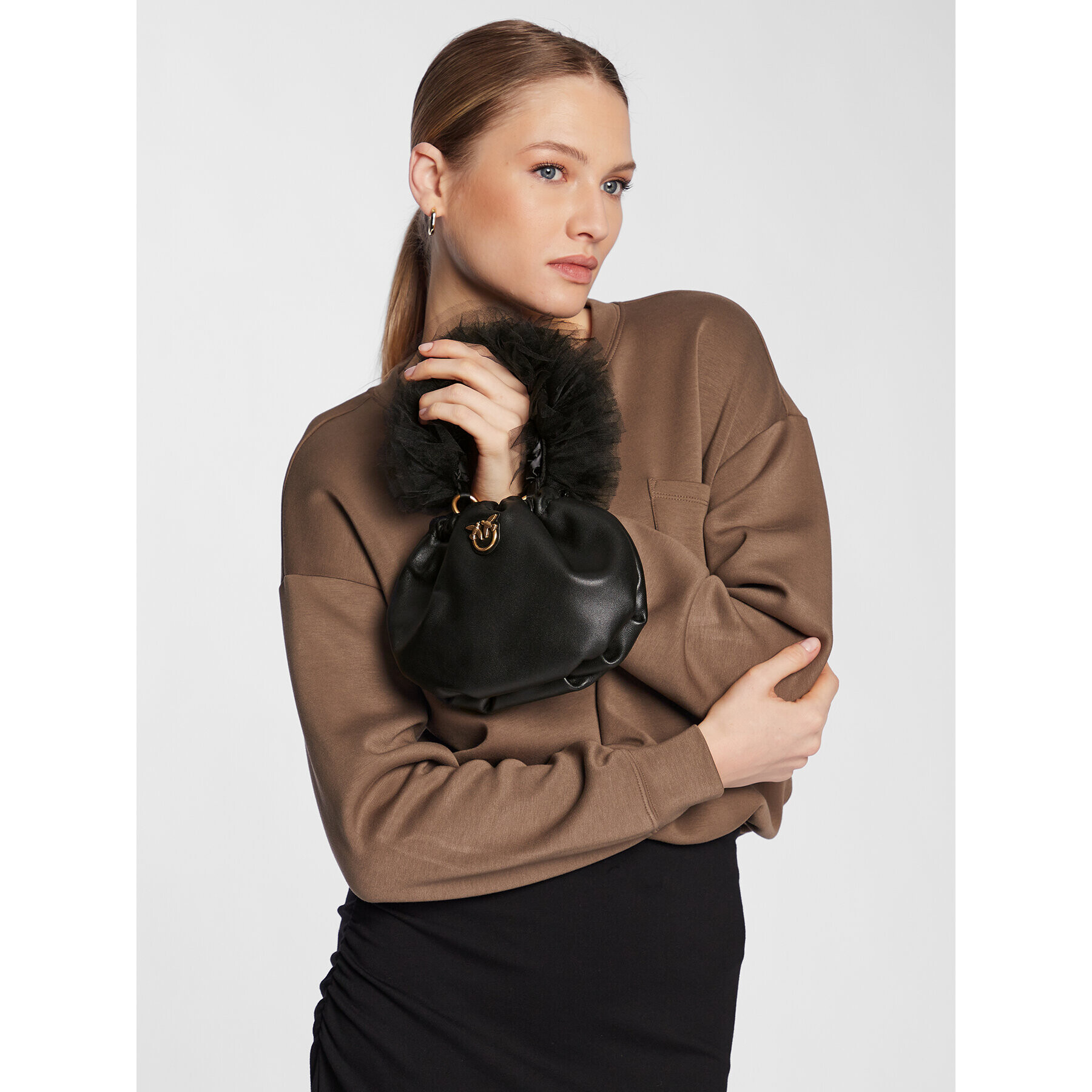 Pinko Дамска чанта Soft Pouch Mini PE 23 PLTT 100192 A0F2 Черен - Pepit.bg