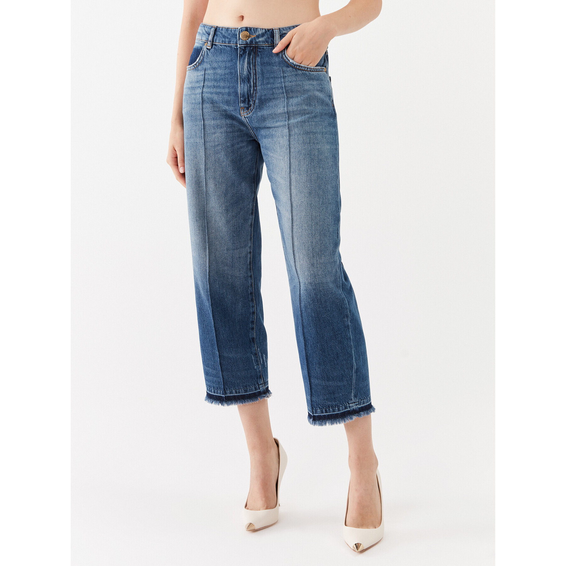 Pinko Дънки Barbara 101713 A146 Син Boyfriend Fit - Pepit.bg