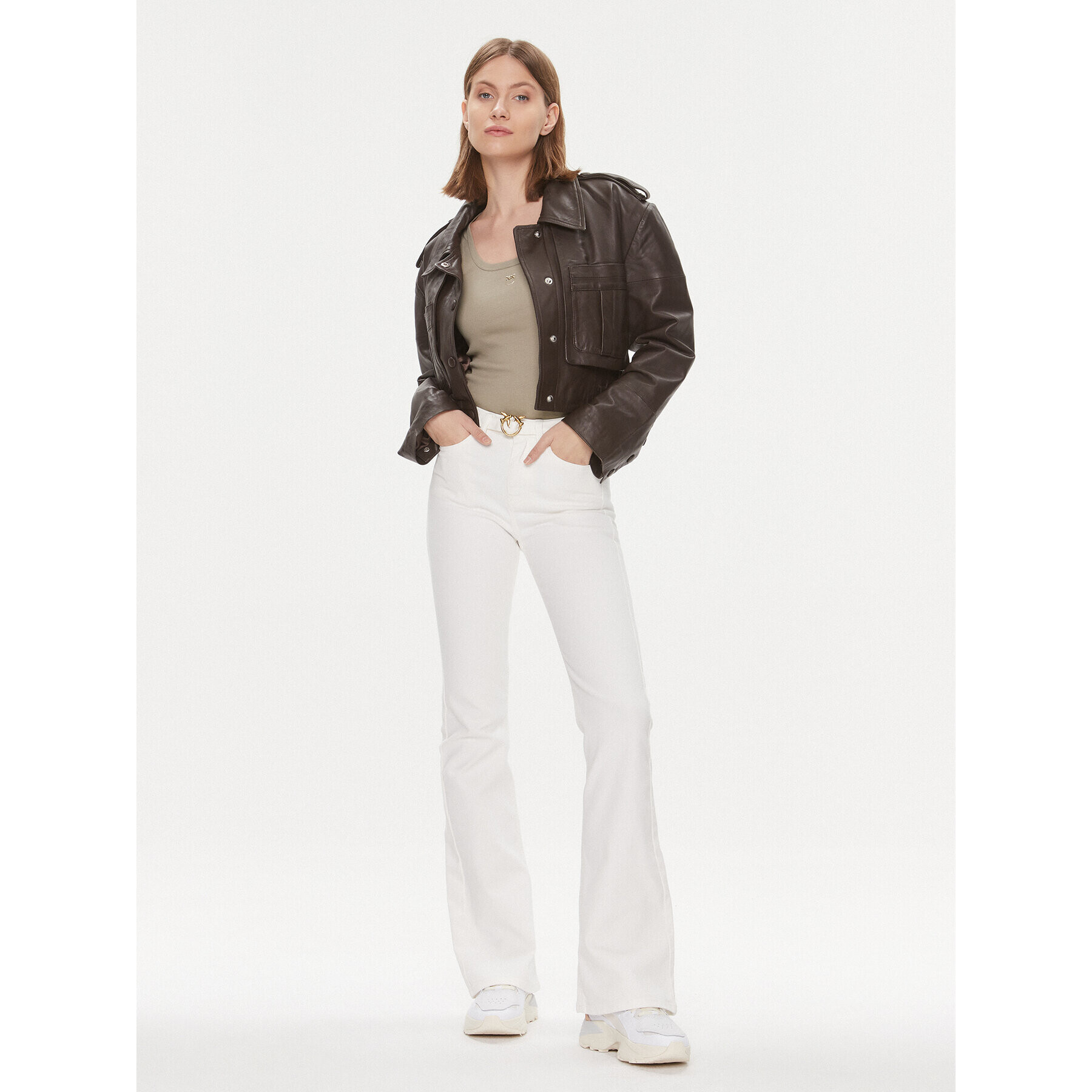 Pinko Дънки Flora 100166 A1JM Бял Regular Fit - Pepit.bg