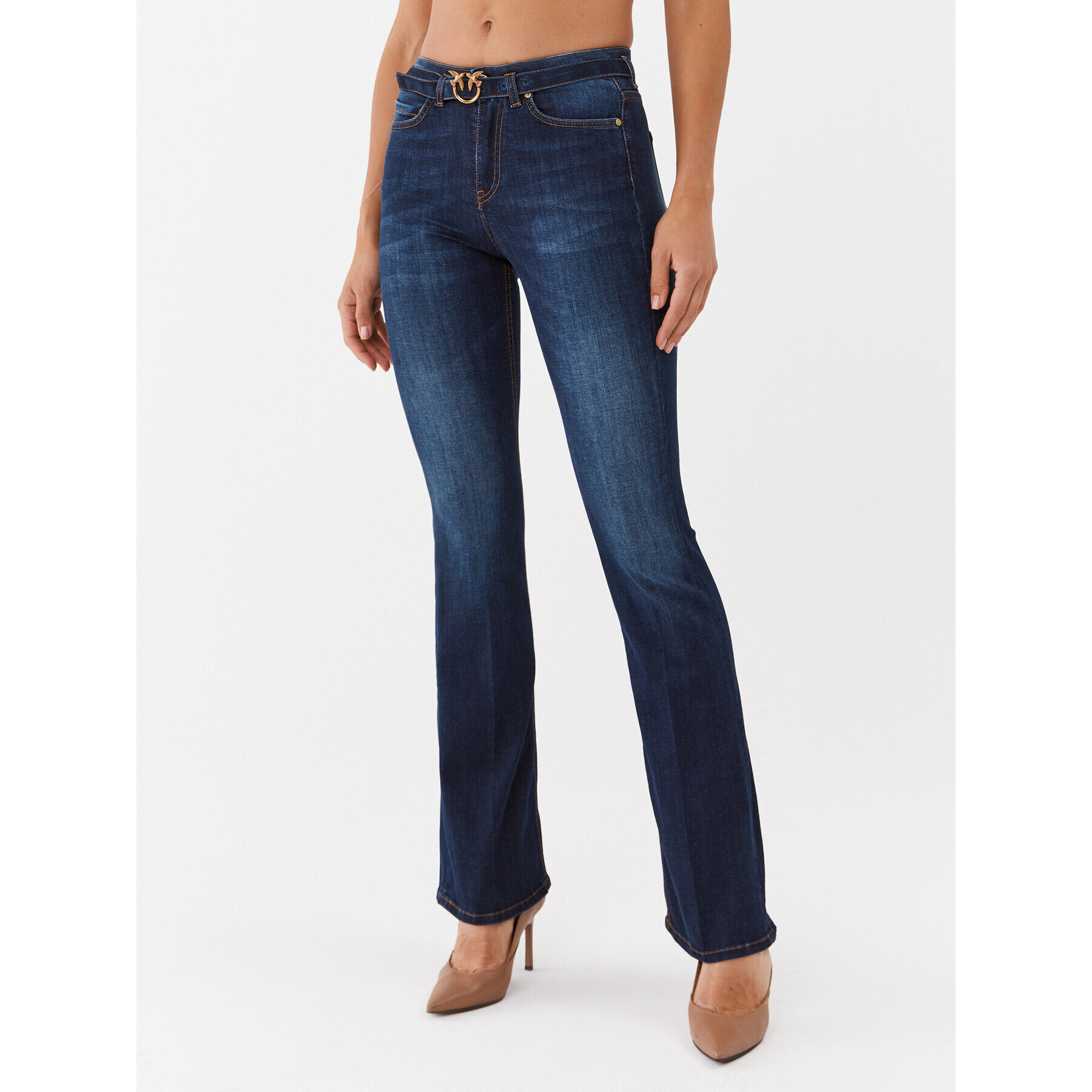 Pinko Дънки Lavaggio 100166 A143 Тъмносин Flare Fit - Pepit.bg