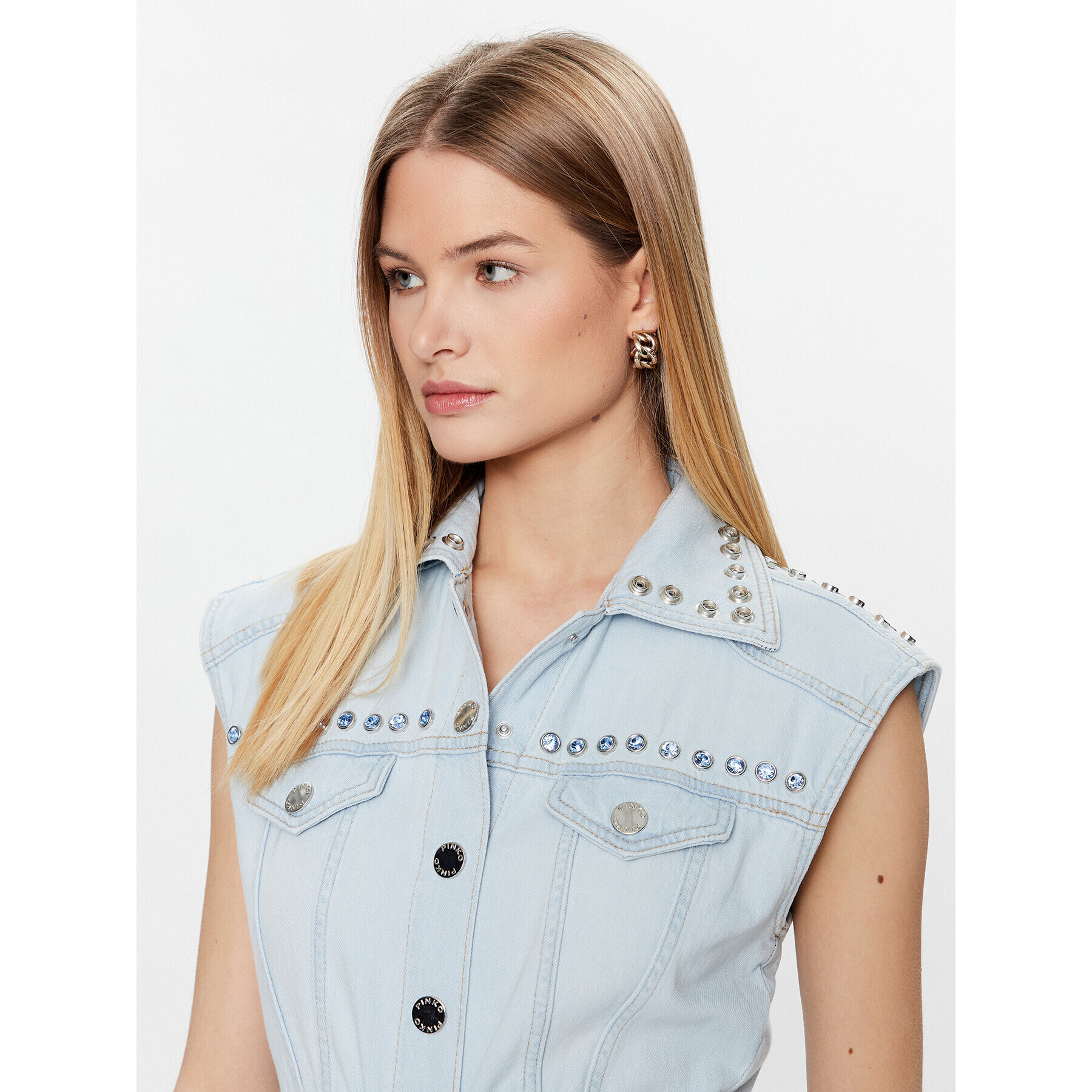 Pinko Дънкова рокля Quash 100337 A0G1 Син Regular Fit - Pepit.bg