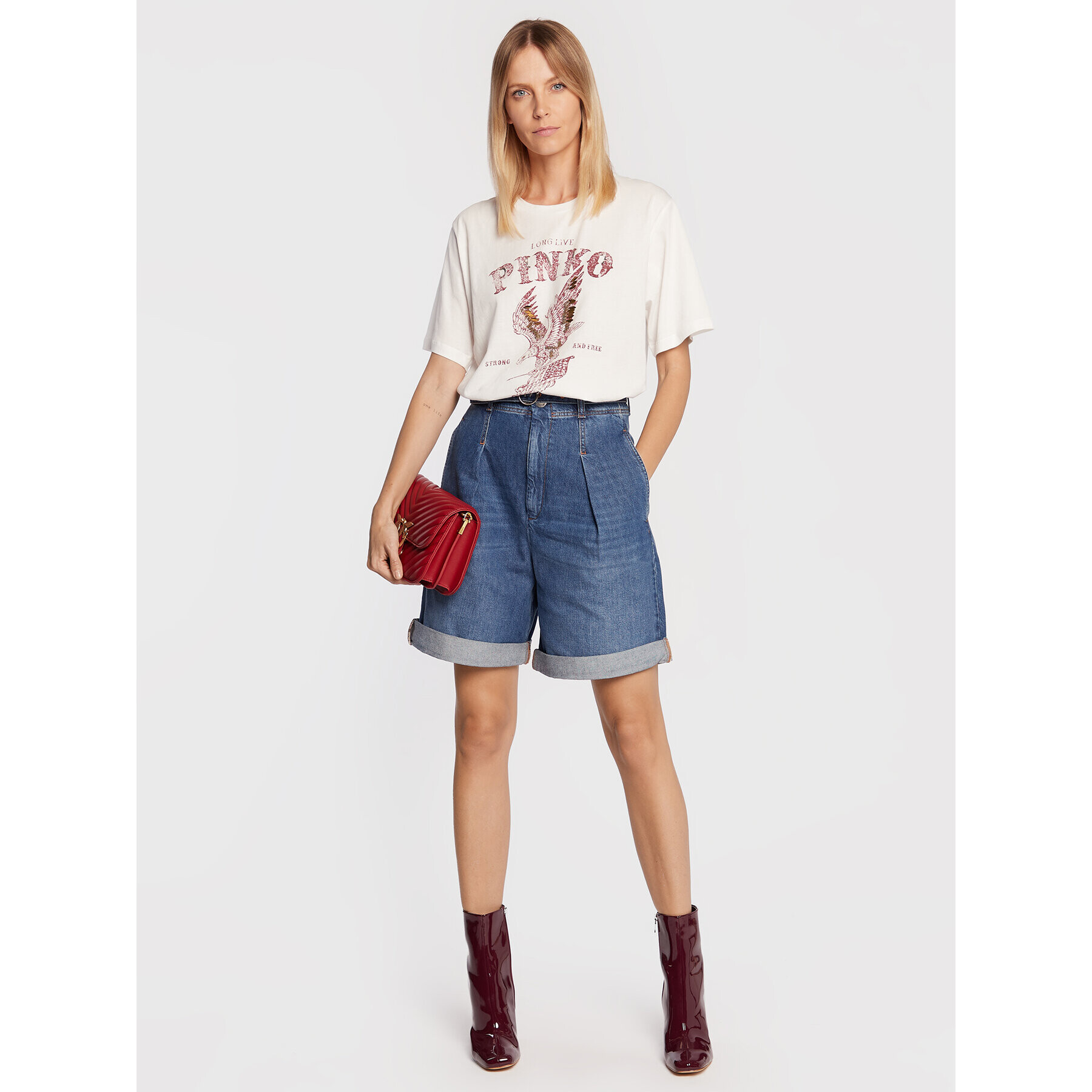Pinko Дънкови шорти Bubolare 1J112S Y1E6 Син Relaxed Fit - Pepit.bg