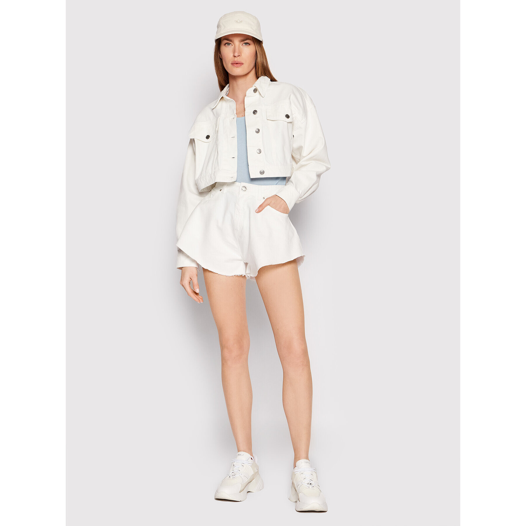 Pinko Дънкови шорти Calma 1J10UX Y84G Бял Regular Fit - Pepit.bg