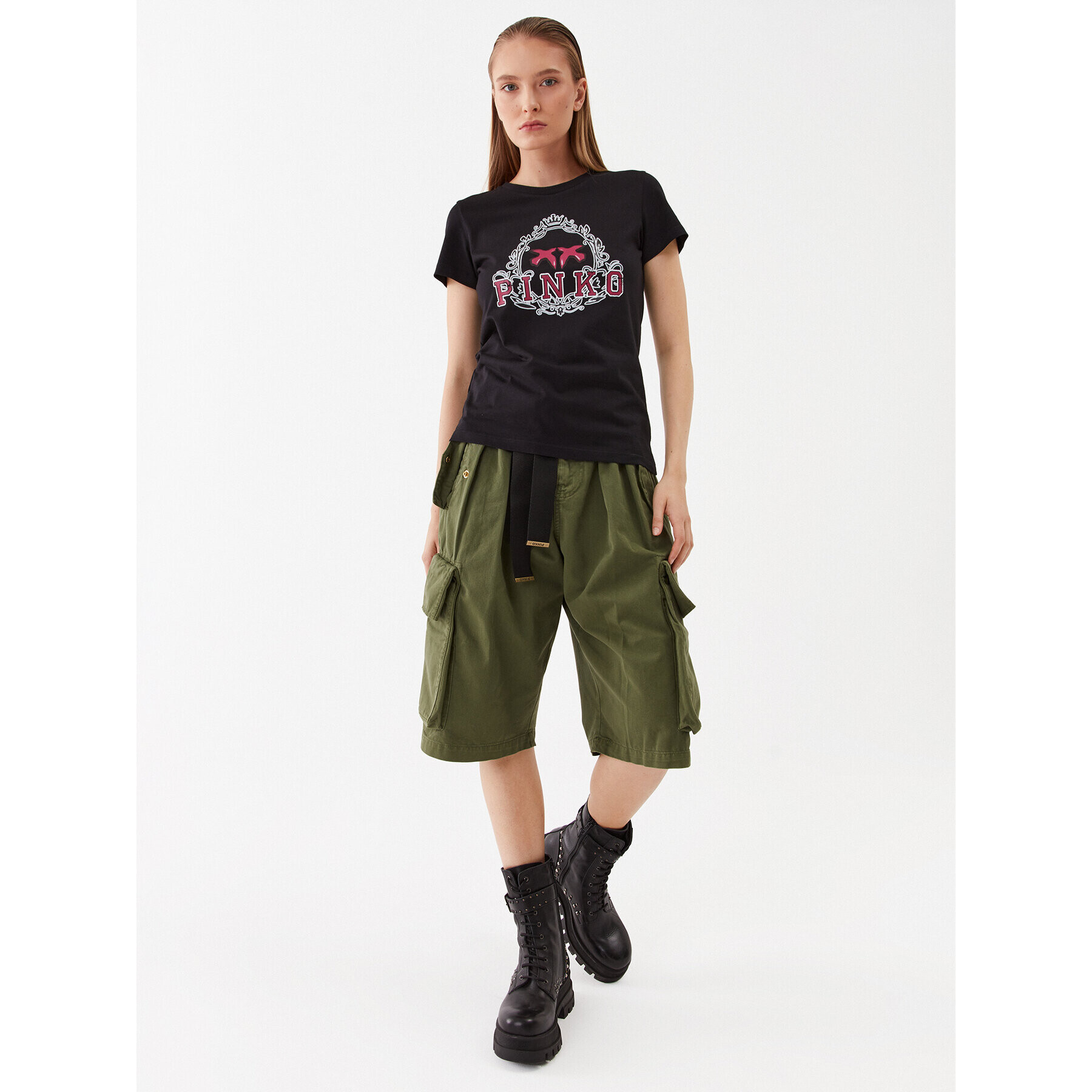 Pinko Дънкови шорти Ronf 101978 A0D5 Зелен Regular Fit - Pepit.bg