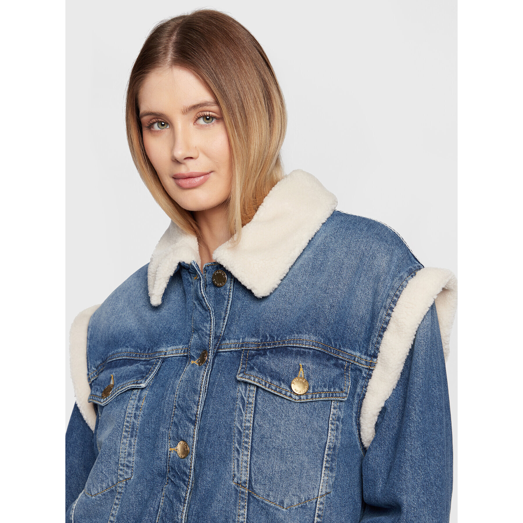 Pinko Дънково яке Zigare 1J111H A0D3 Син Relaxed Fit - Pepit.bg