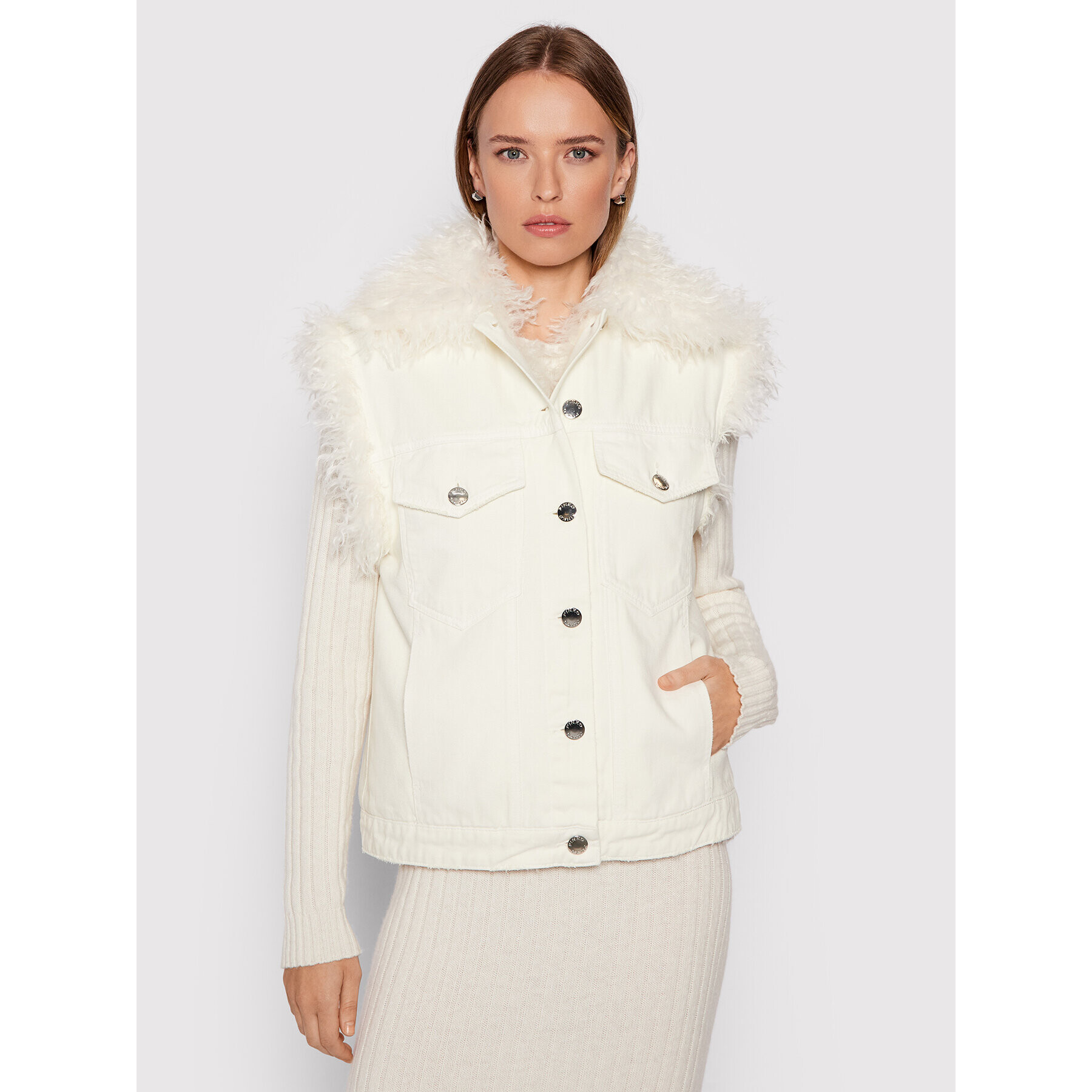 Pinko Елек Houston 1J10RE Y7J6 Бял Regular Fit - Pepit.bg