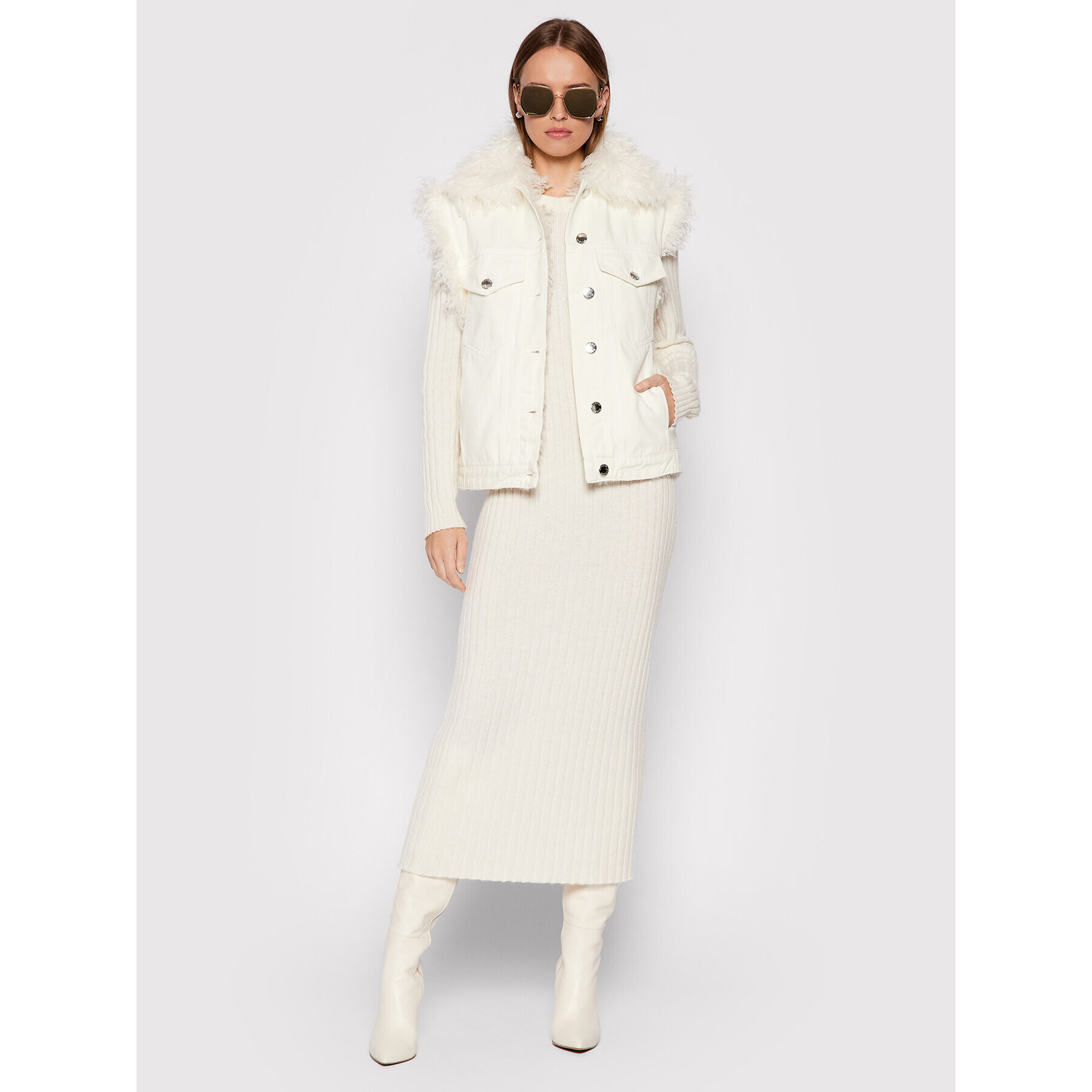 Pinko Елек Houston 1J10RE Y7J6 Бял Regular Fit - Pepit.bg