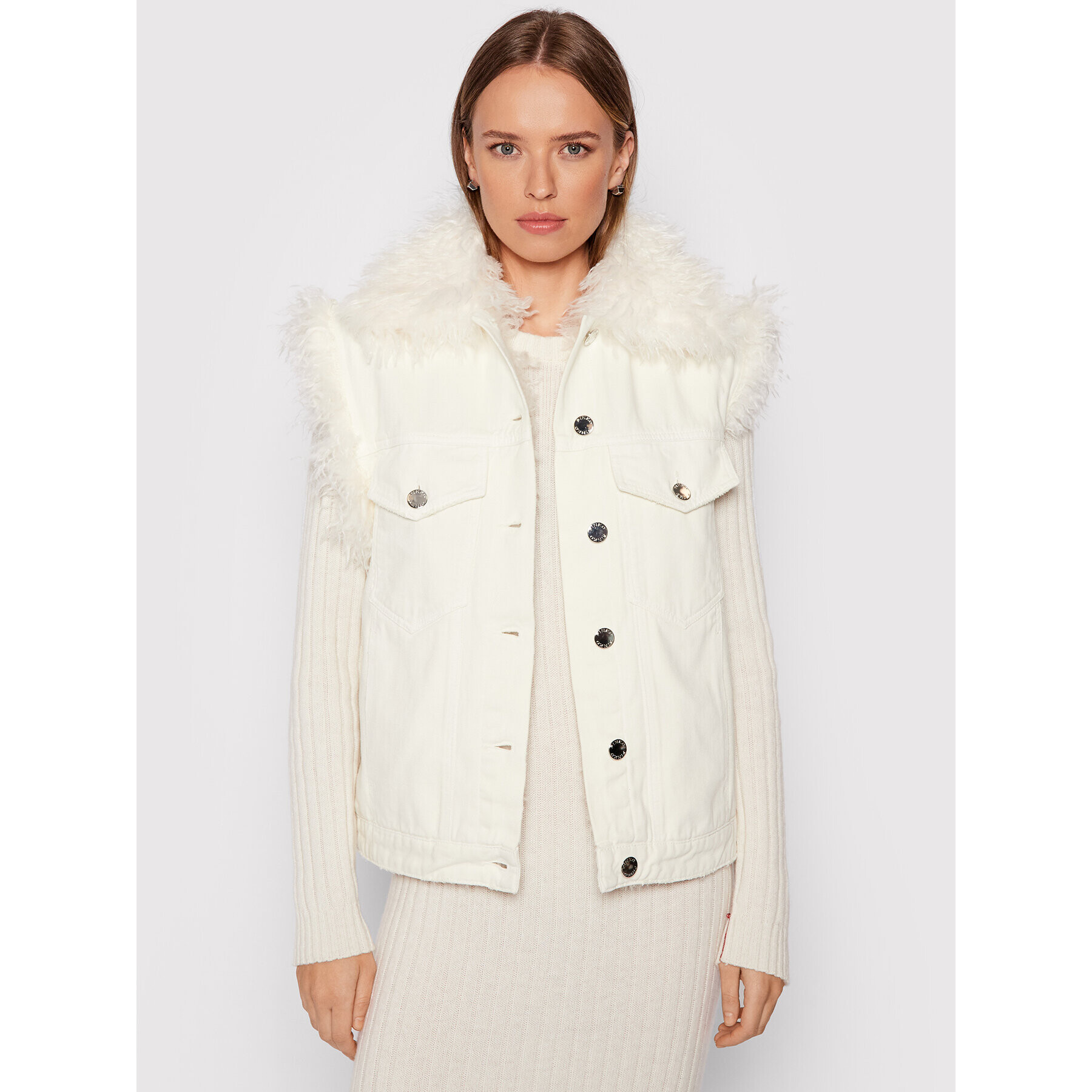 Pinko Елек Houston 1J10RE Y7J6 Бял Regular Fit - Pepit.bg