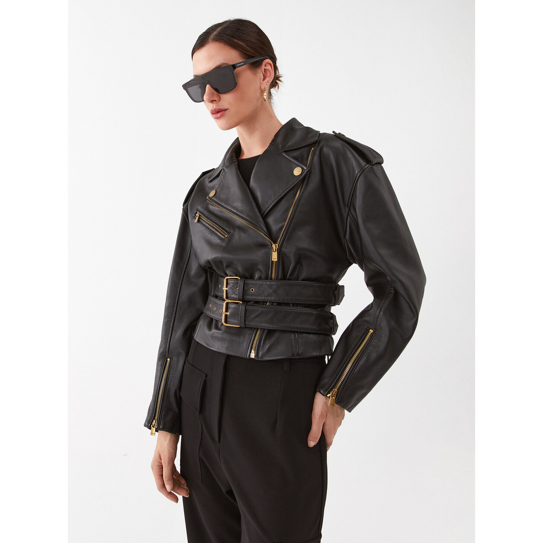 Pinko Кожено яке Aurora 101798 A15N Черен Regular Fit - Pepit.bg