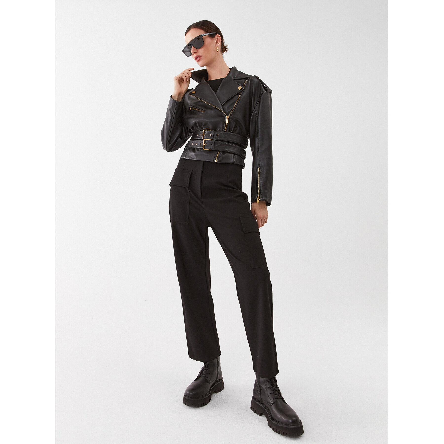 Pinko Кожено яке Aurora 101798 A15N Черен Regular Fit - Pepit.bg