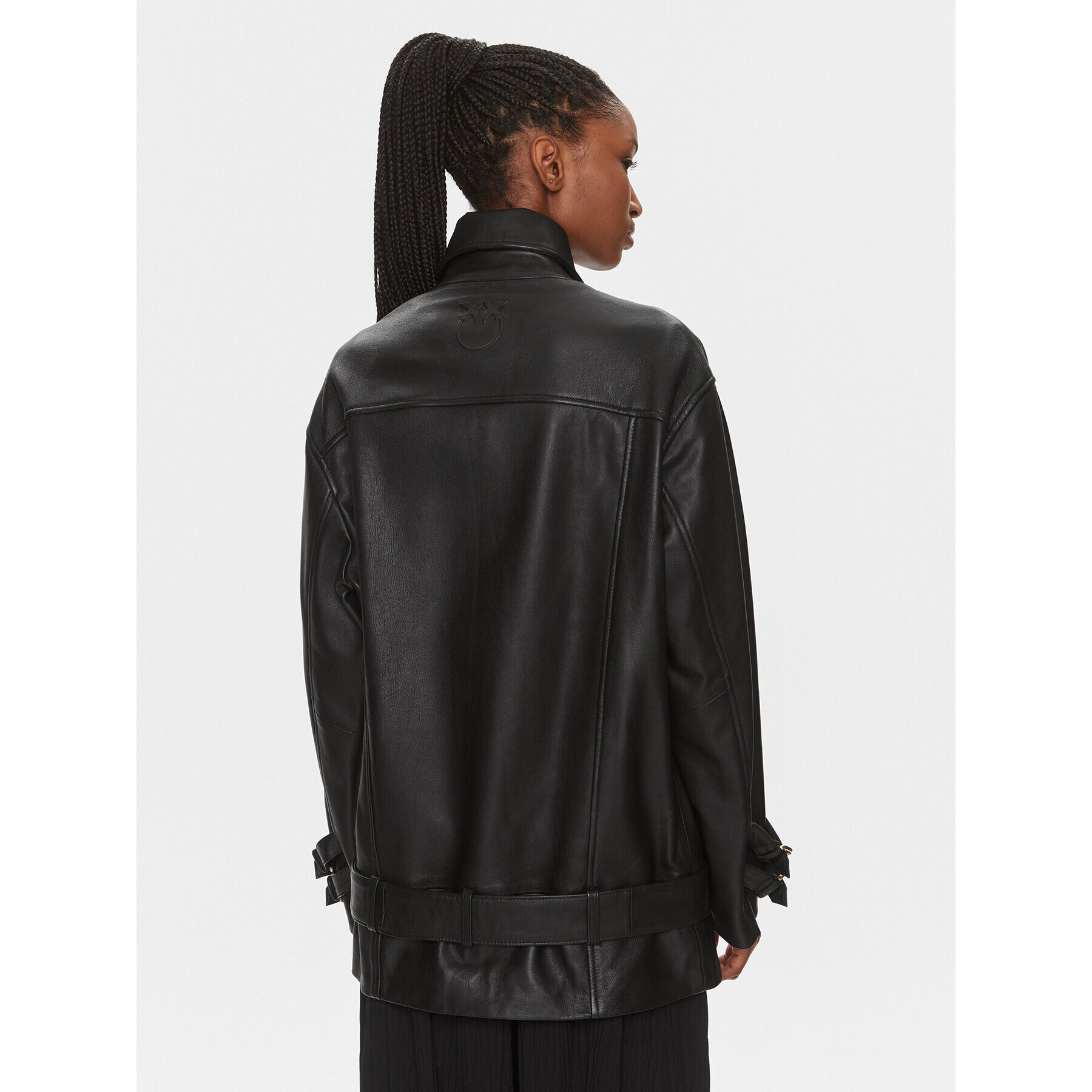 Pinko Кожено яке Bora 102179 A1OD Черен Oversize - Pepit.bg
