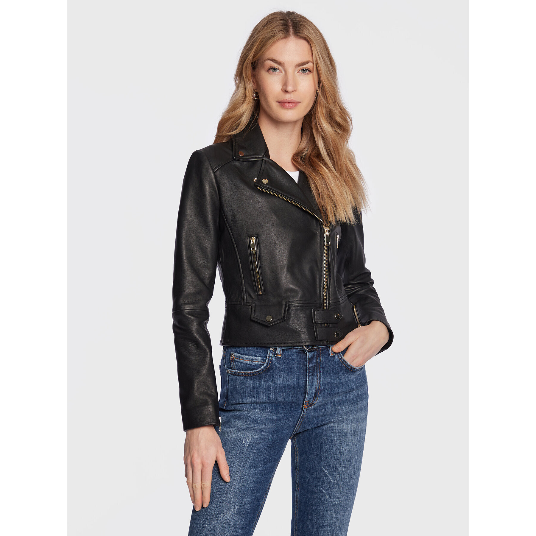 Pinko Кожено яке Sensibile 100267 Y6WL Черен Regular Fit - Pepit.bg