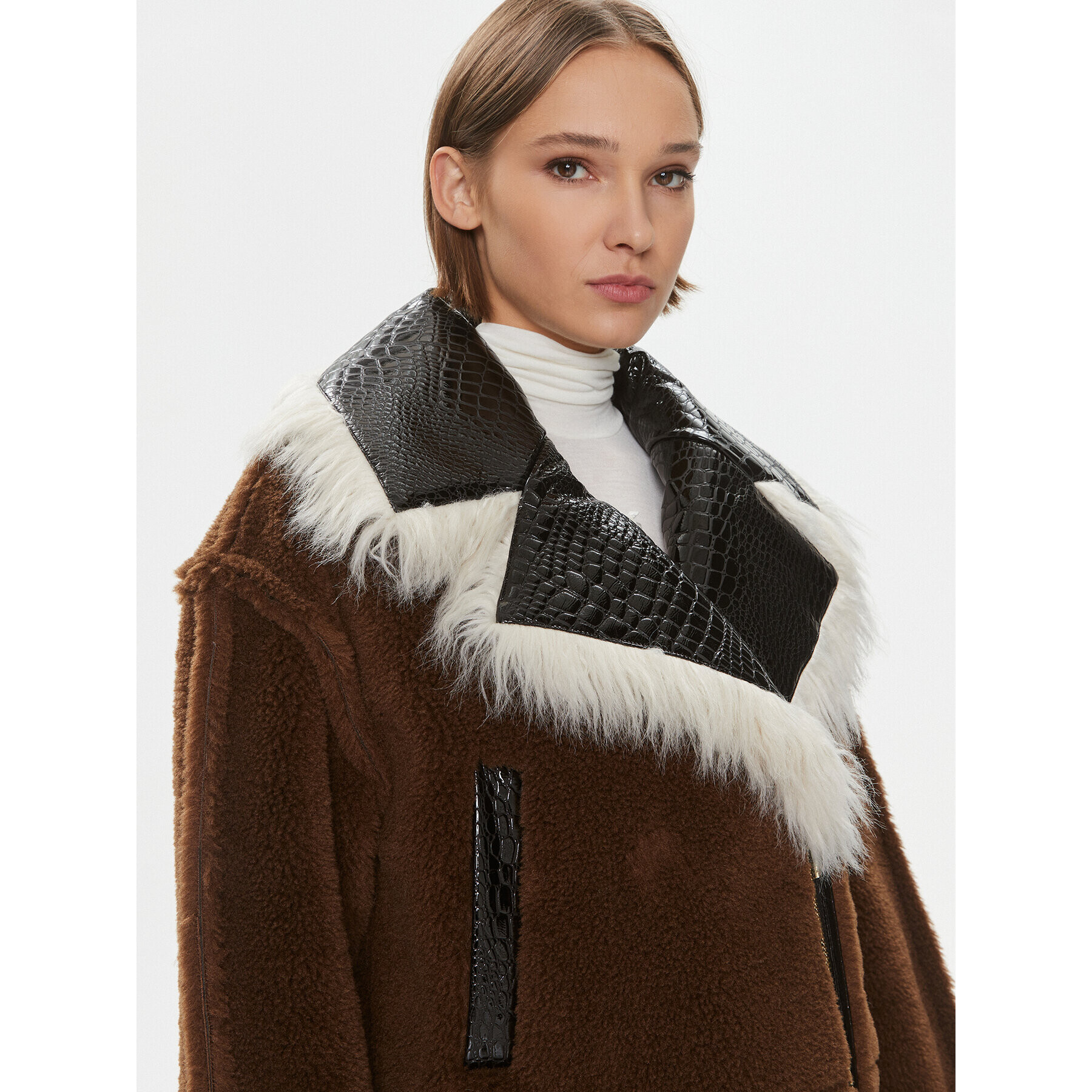 Pinko Кожено палто Coco Caban. 102092 A19M Кафяв Regular Fit - Pepit.bg