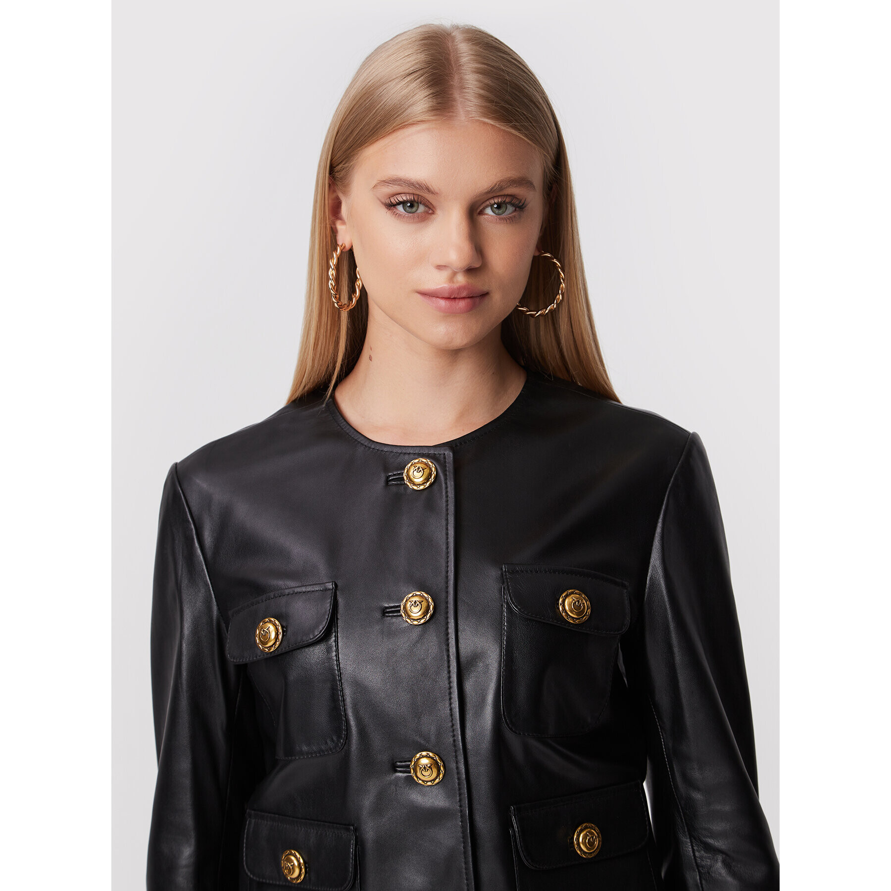 Pinko Кожено яке Elena 1G17XV Y7EL Черен Regular Fit - Pepit.bg