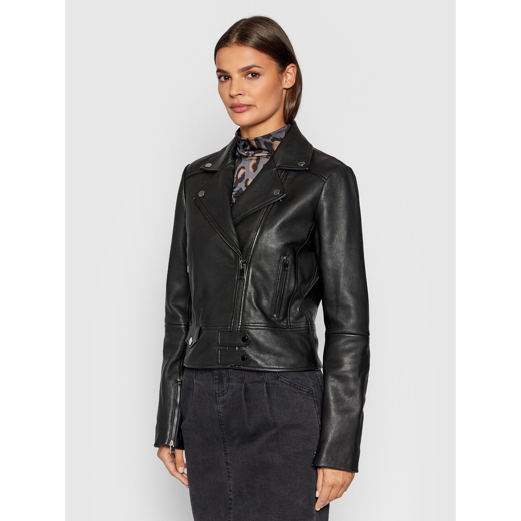 Pinko Кожено яке Sensibile 1G1696 Y6WL Черен Regular Fit - Pepit.bg