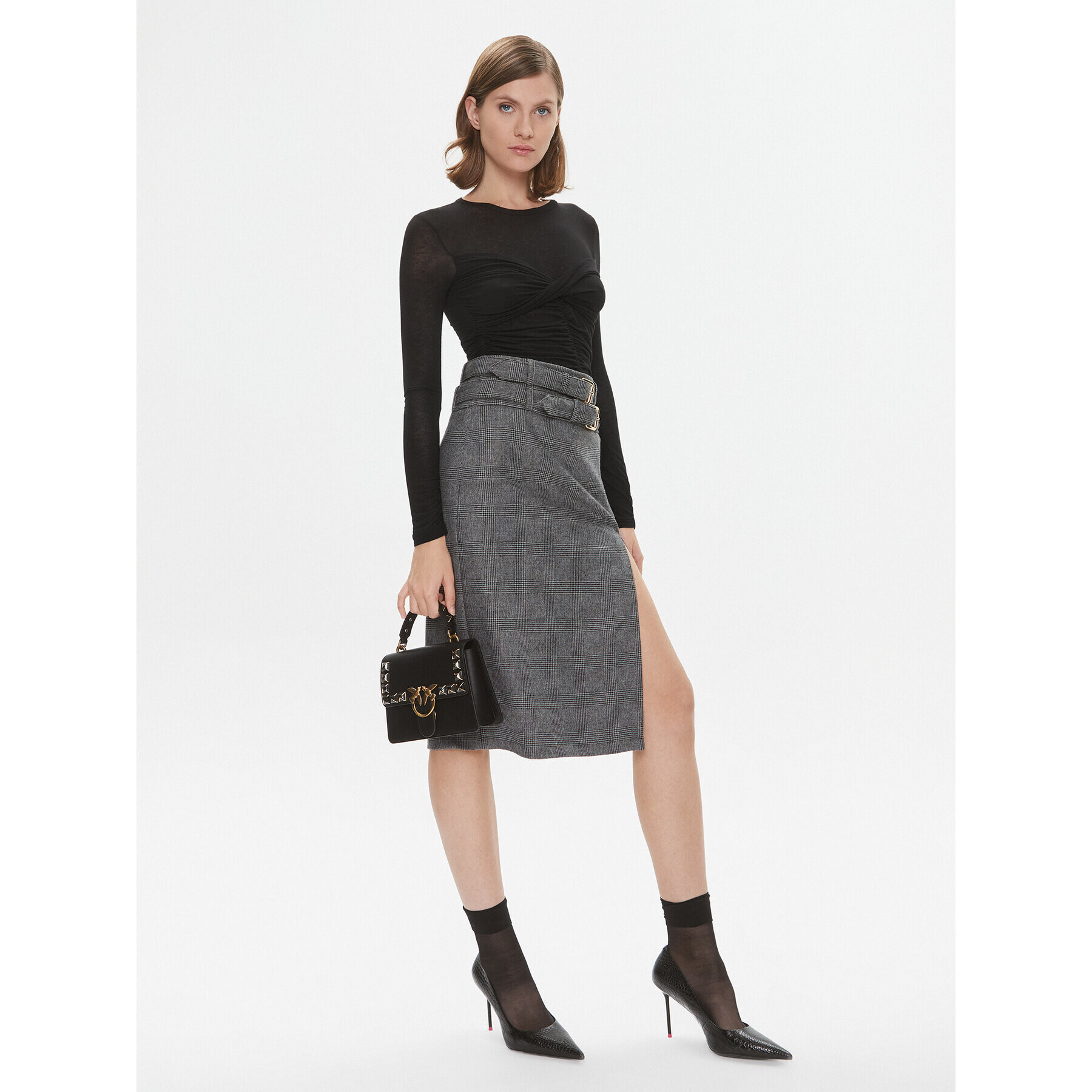 Pinko Миди пола Goldie 102296 A07P Сив Regular Fit - Pepit.bg