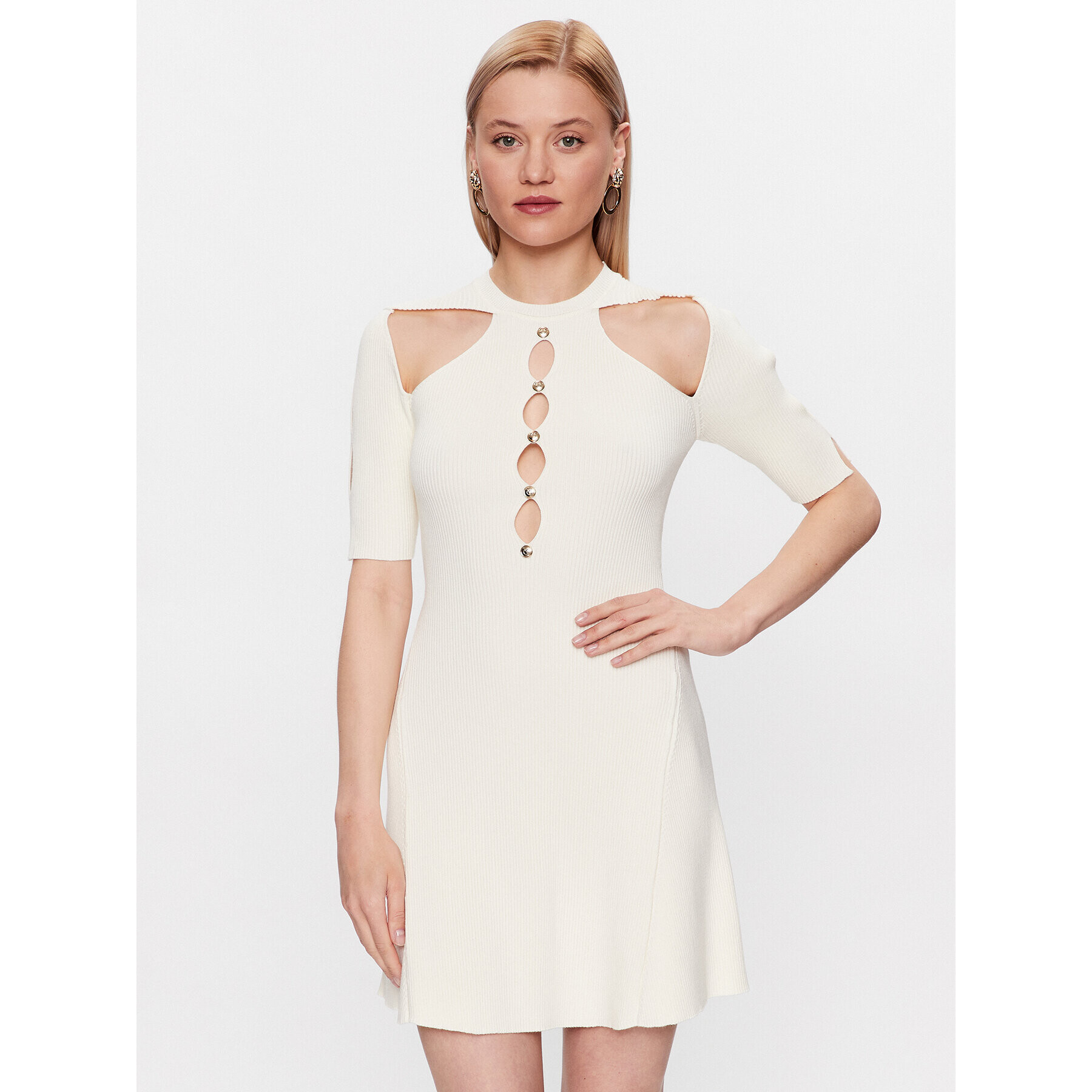 Pinko Плетена рокля 101227 A0TU Бял Regular Fit - Pepit.bg