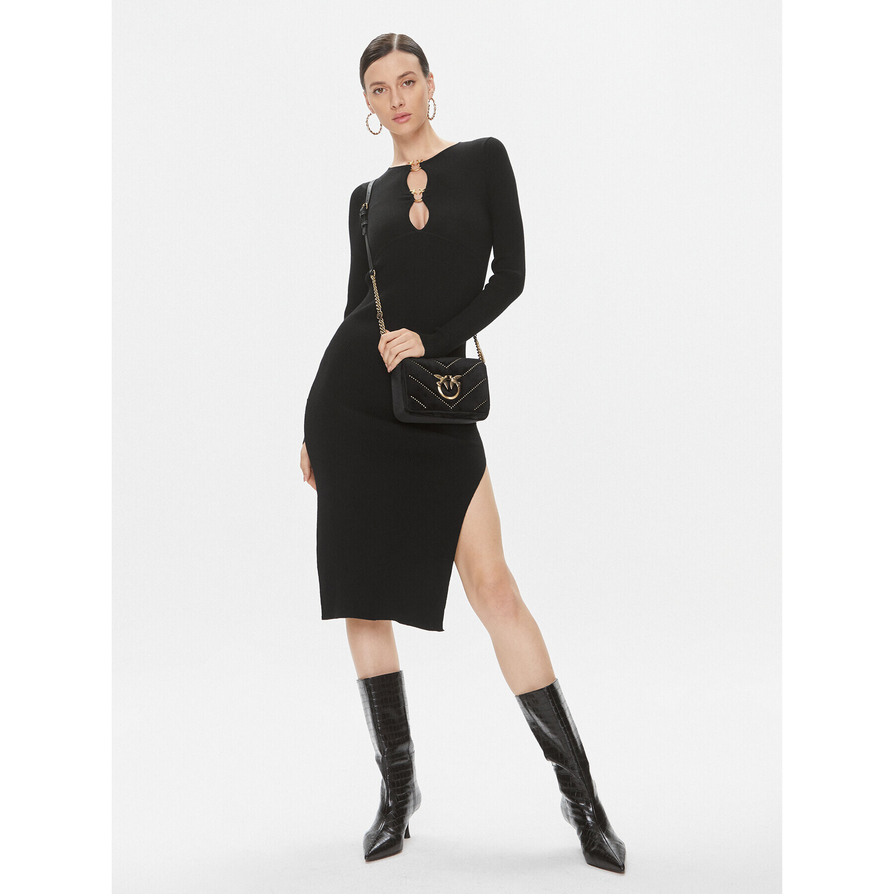 Pinko Плетена рокля Leone 101845 A15S Черен Slim Fit - Pepit.bg