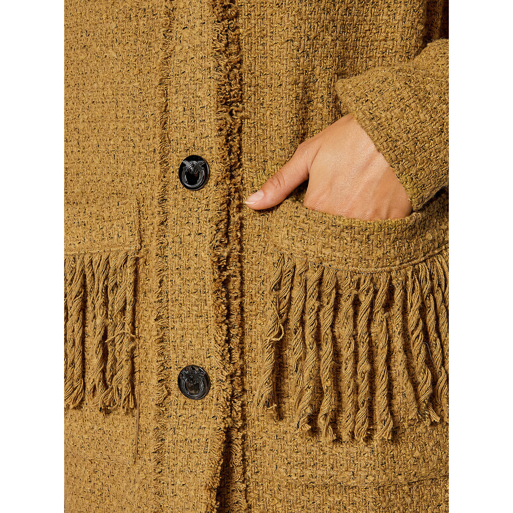 Pinko Преходно палто Tweed Boucle 1G16HL 8580 Кафяв Regular Fit - Pepit.bg