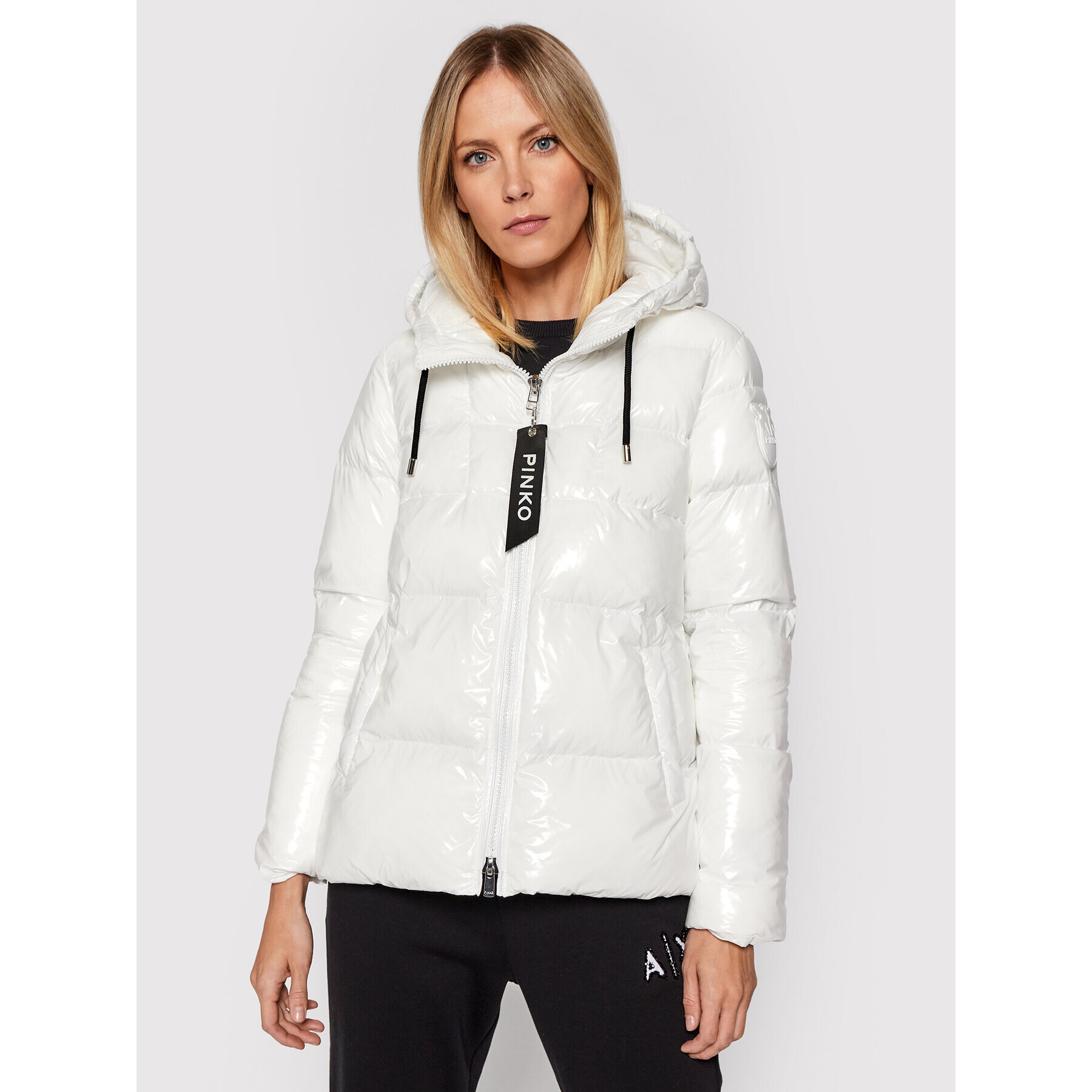 Pinko Пухено яке Eleodoro 1G16NF Y767 Бял Regular Fit - Pepit.bg