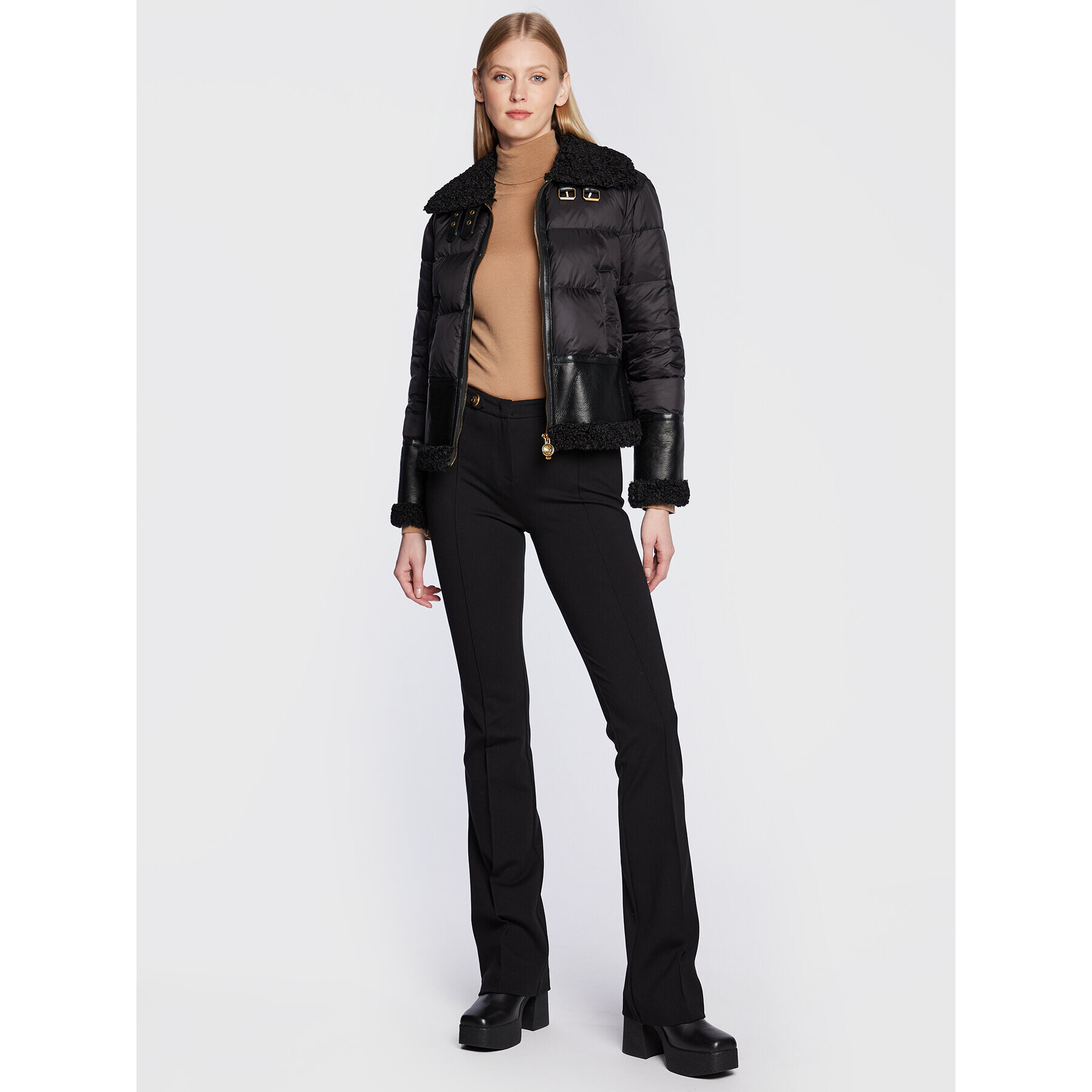 Pinko Пухено яке Iside 1G18KJ Y4V5 Черен Regular Fit - Pepit.bg