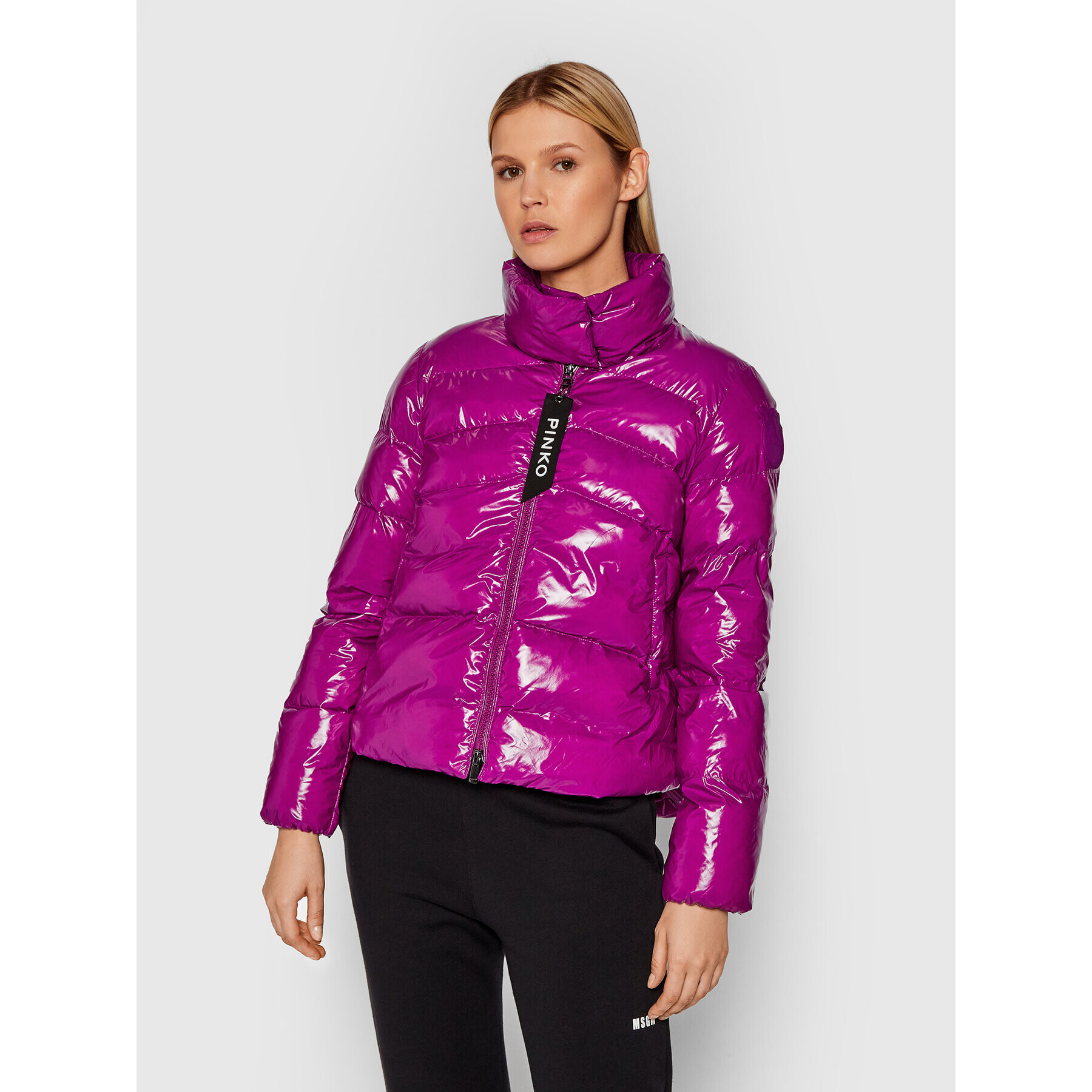 Pinko Пухено яке Micro 1 1G16KU Y767 Виолетов Regular Fit - Pepit.bg