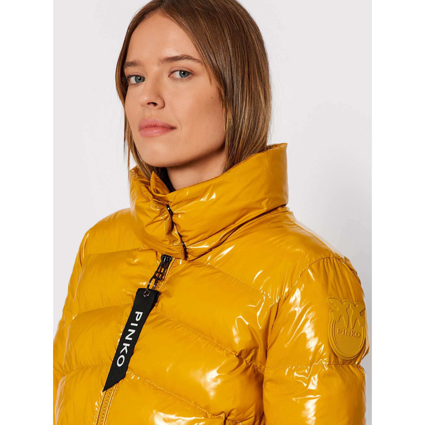 Pinko Пухено яке Micro 1G16KU Y767 Жълт Regular Fit - Pepit.bg