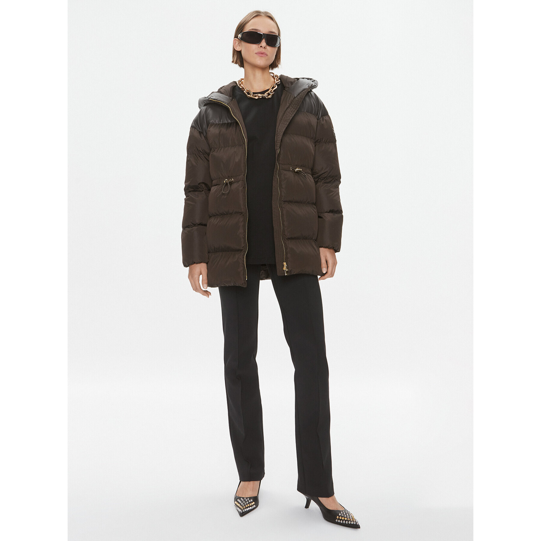 Pinko Пухено яке Client 101604 A11P Кафяв Regular Fit - Pepit.bg