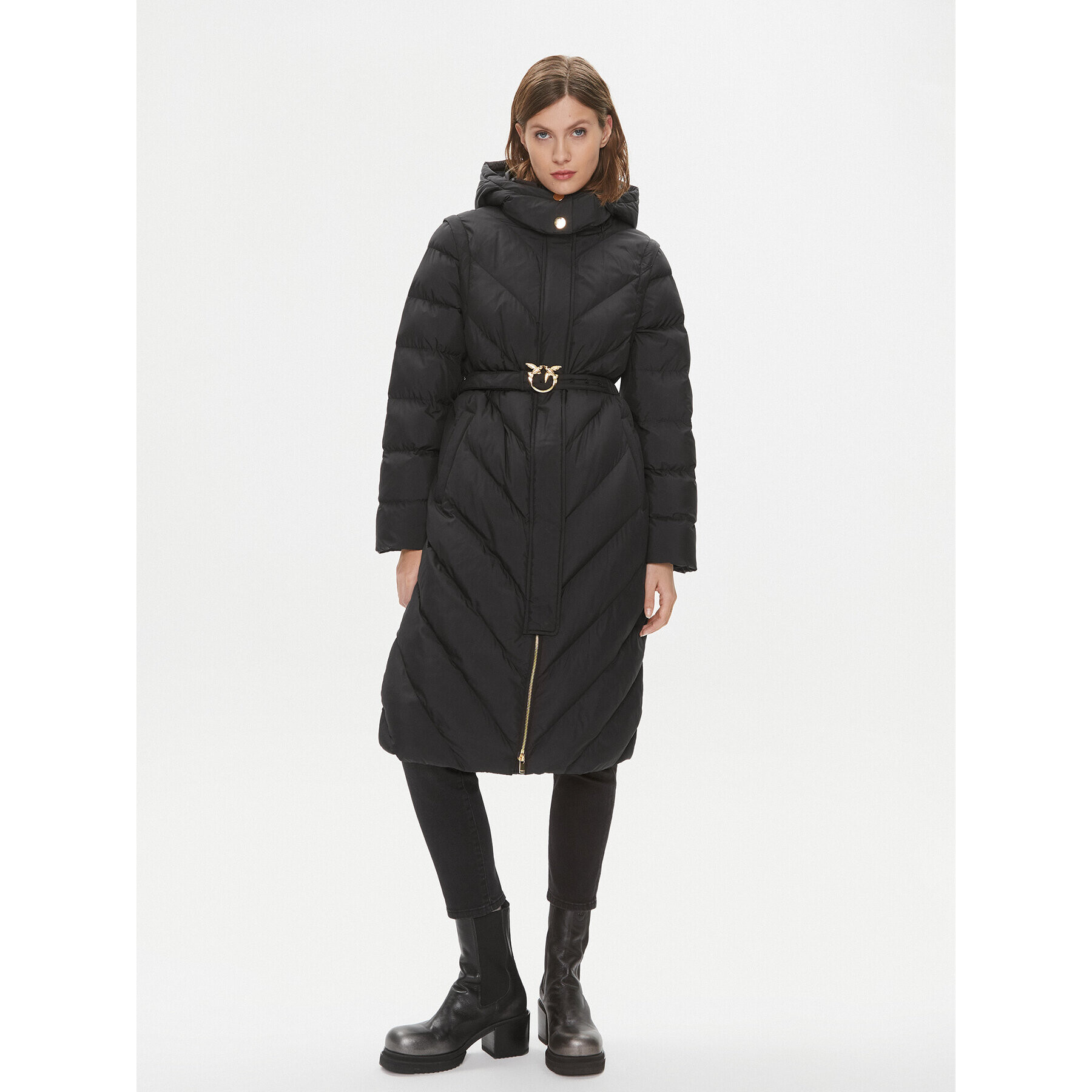 Pinko Пухено яке Computer 101601 A11M Черен Regular Fit - Pepit.bg