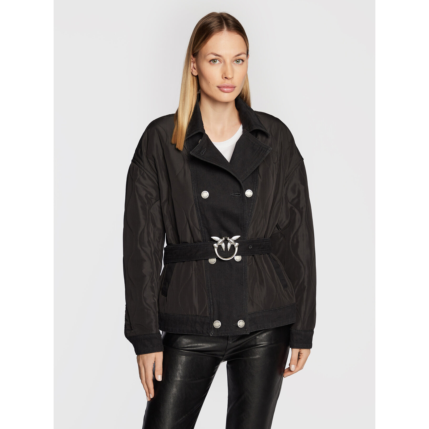 Pinko Пухено яке Crocchio 1J110W A0A2 Черен Regular Fit - Pepit.bg