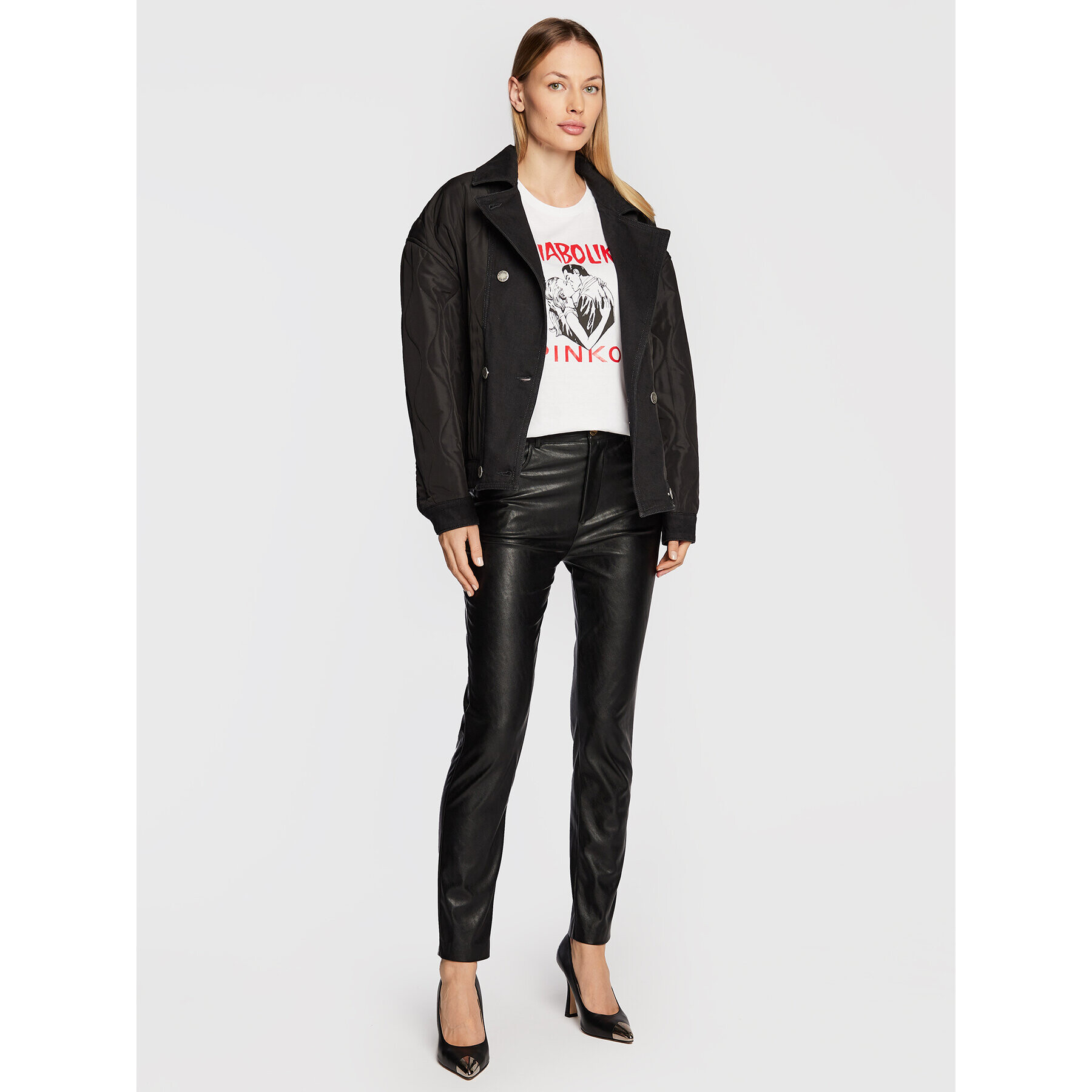 Pinko Пухено яке Crocchio 1J110W A0A2 Черен Regular Fit - Pepit.bg