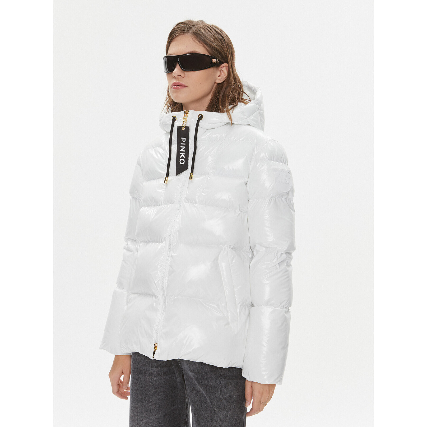 Pinko Пухено яке Eleodoro 101597 A11K Бял Regular Fit - Pepit.bg