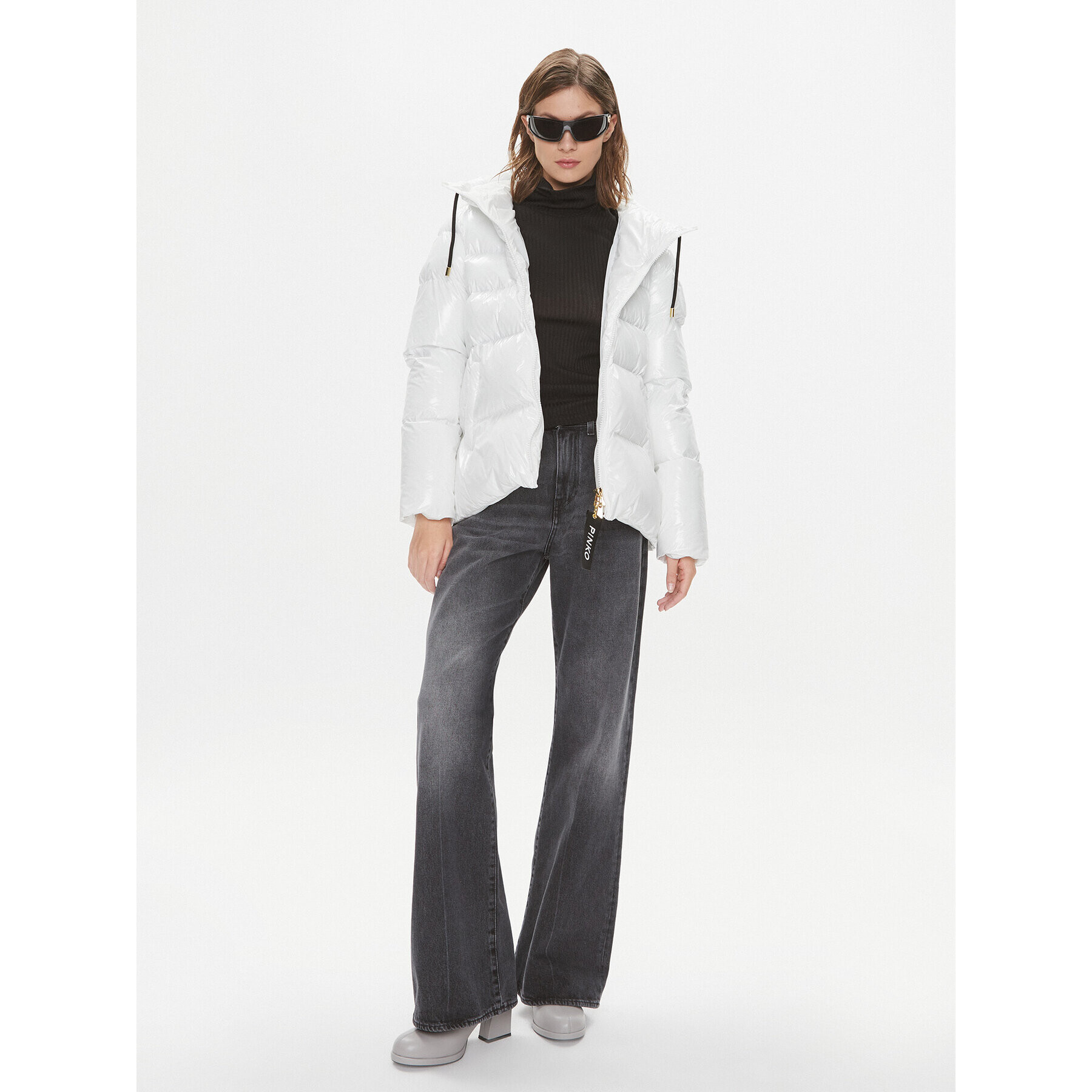 Pinko Пухено яке Eleodoro 101597 A11K Бял Regular Fit - Pepit.bg