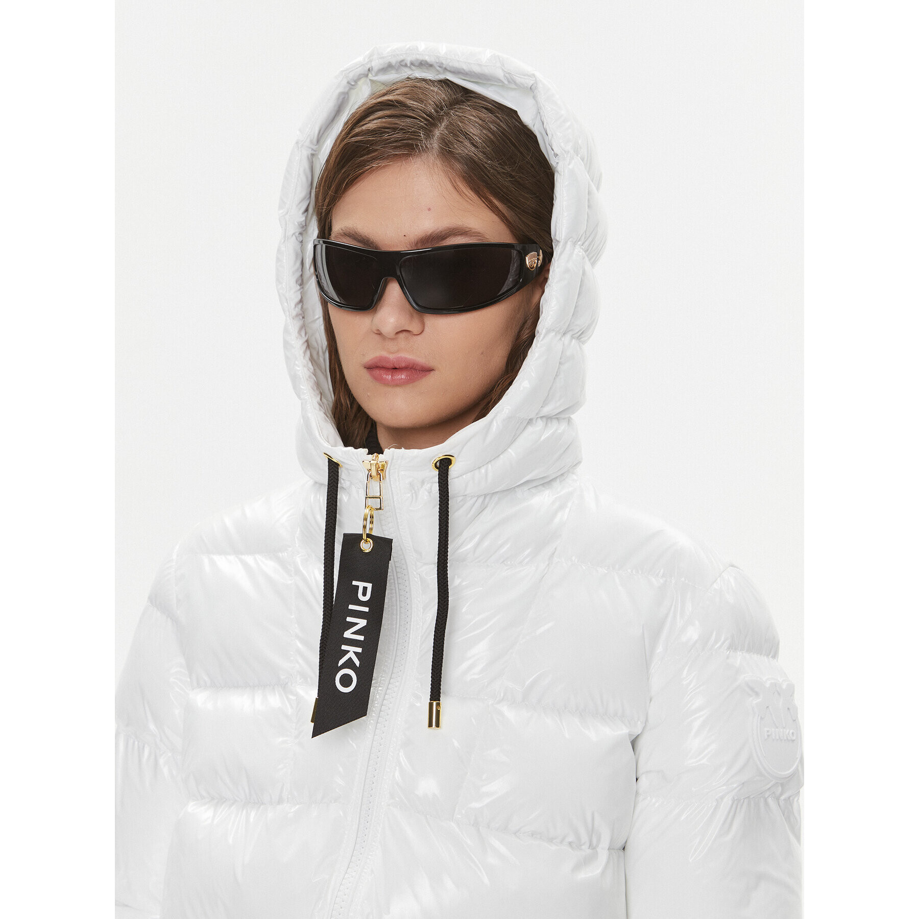 Pinko Пухено яке Eleodoro 101597 A11K Бял Regular Fit - Pepit.bg