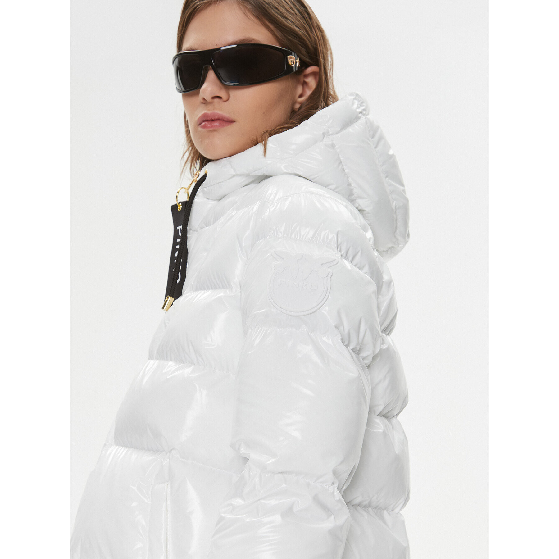 Pinko Пухено яке Eleodoro 101597 A11K Бял Regular Fit - Pepit.bg