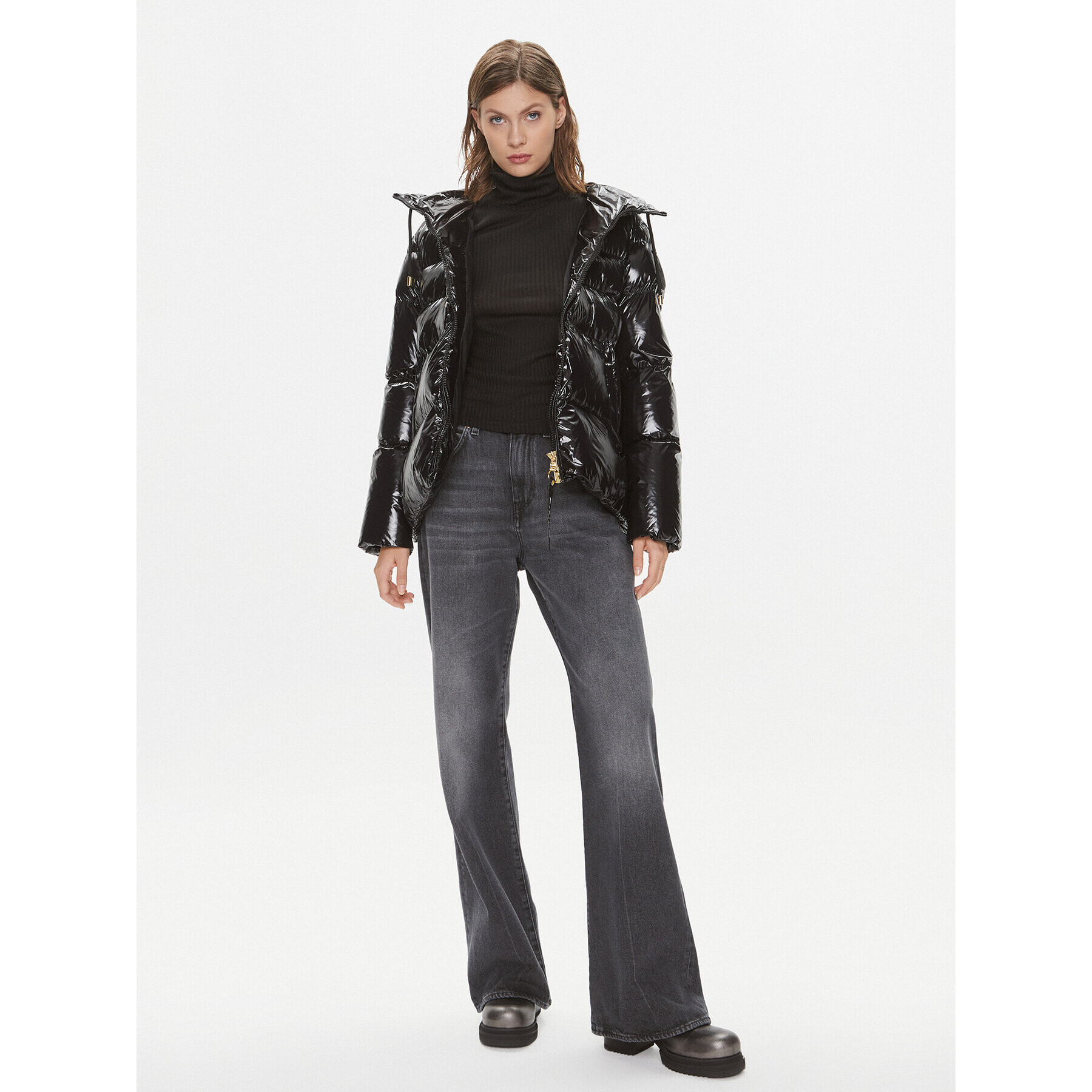 Pinko Пухено яке Eleodoro 101597 A11K Черен Regular Fit - Pepit.bg