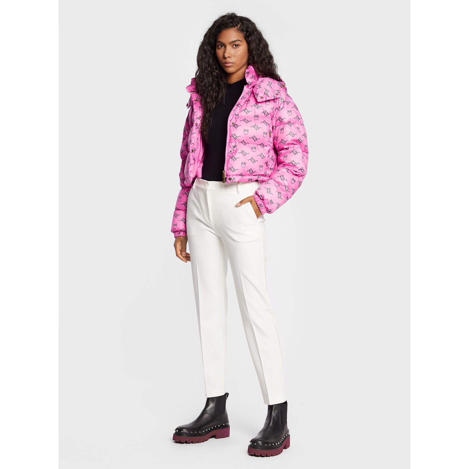 Pinko Пухено яке Irma 1G18A4 A052 Розов Regular Fit - Pepit.bg