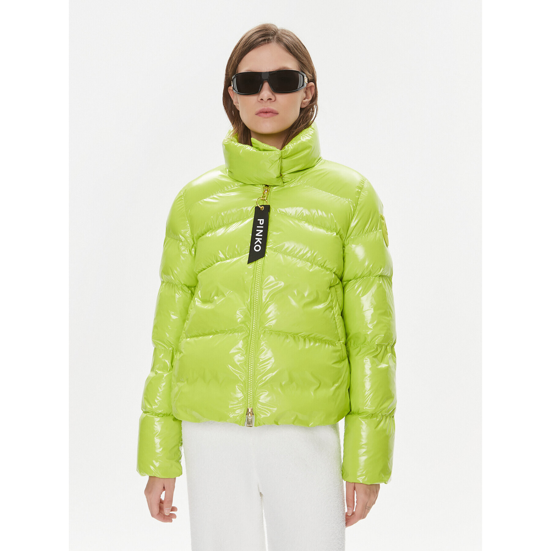 Pinko Пухено яке Micro 101598 A11K Зелен Regular Fit - Pepit.bg