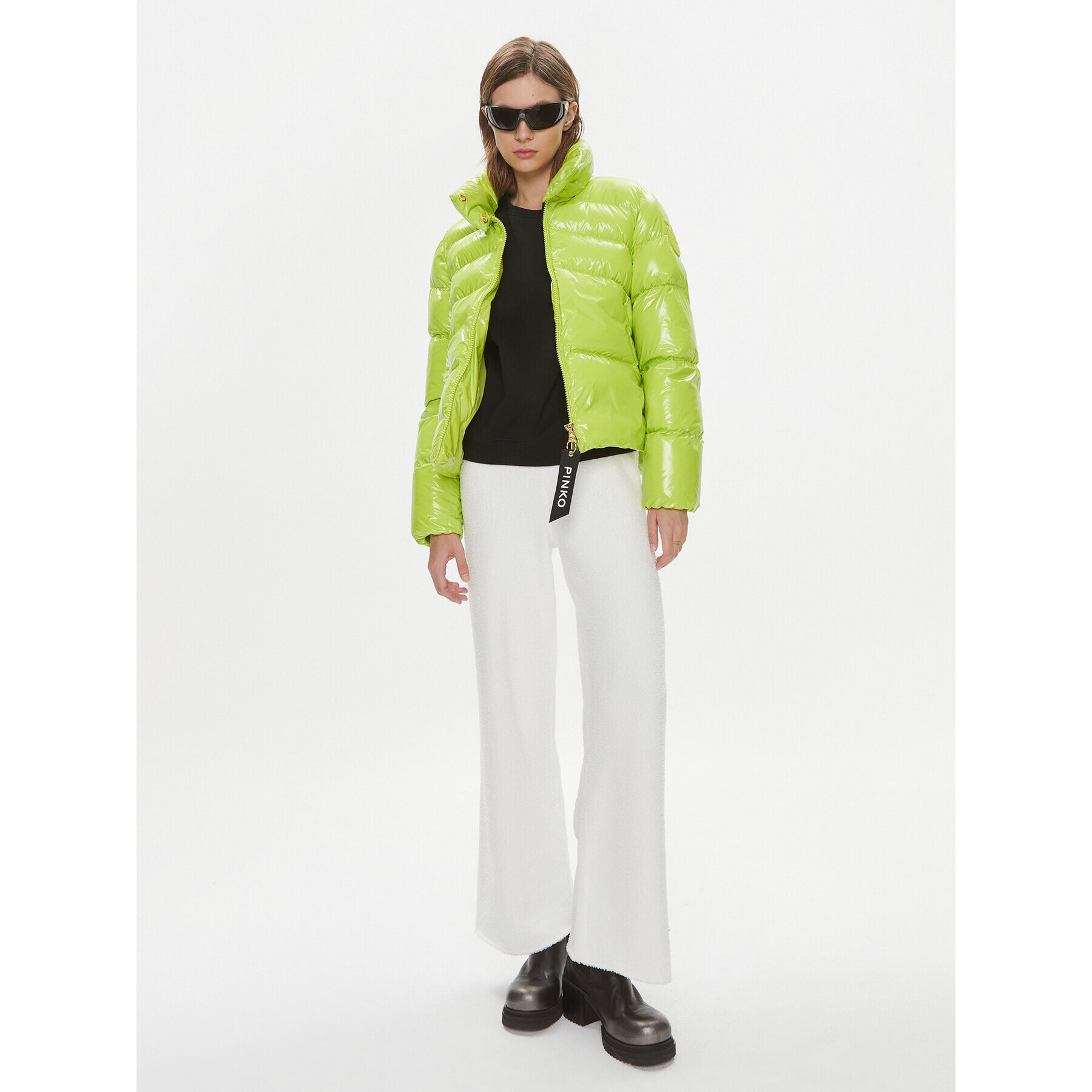 Pinko Пухено яке Micro 101598 A11K Зелен Regular Fit - Pepit.bg