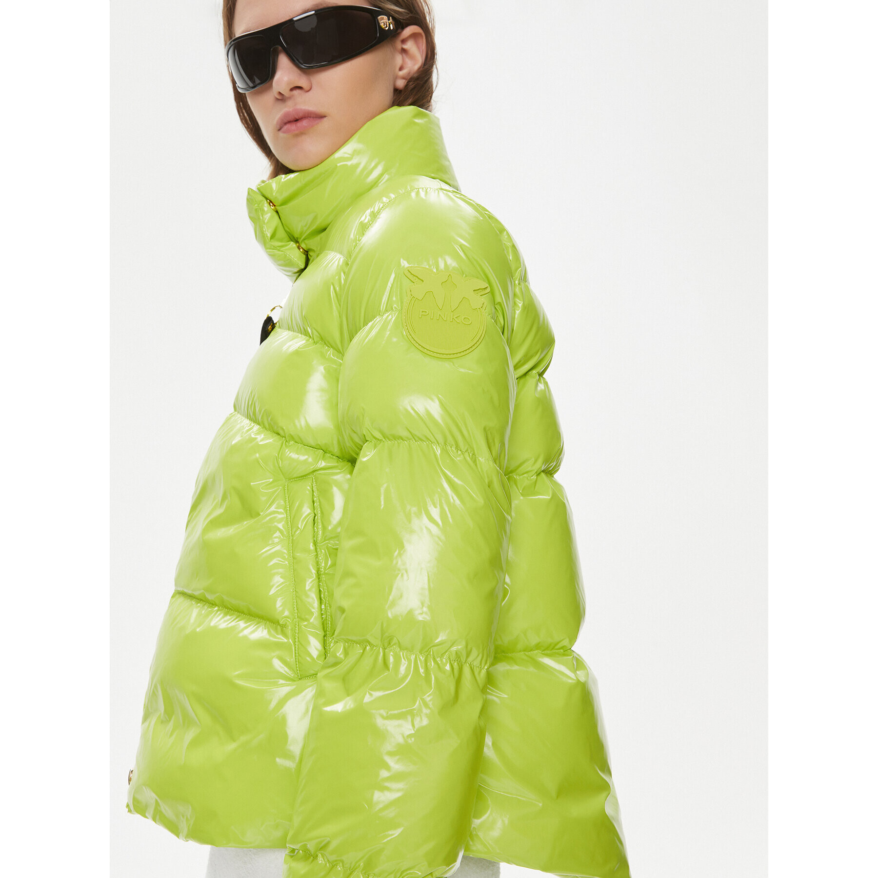 Pinko Пухено яке Micro 101598 A11K Зелен Regular Fit - Pepit.bg