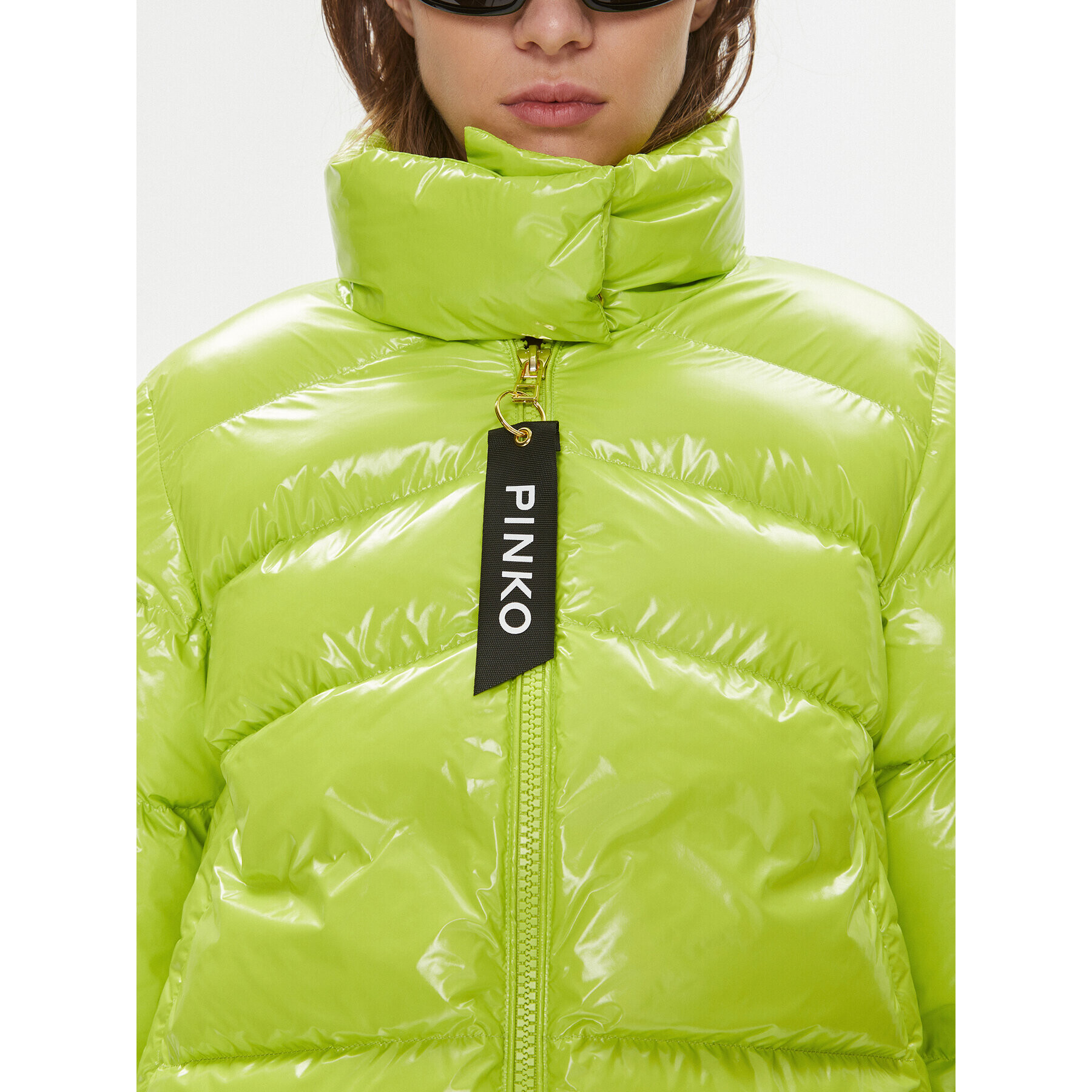 Pinko Пухено яке Micro 101598 A11K Зелен Regular Fit - Pepit.bg