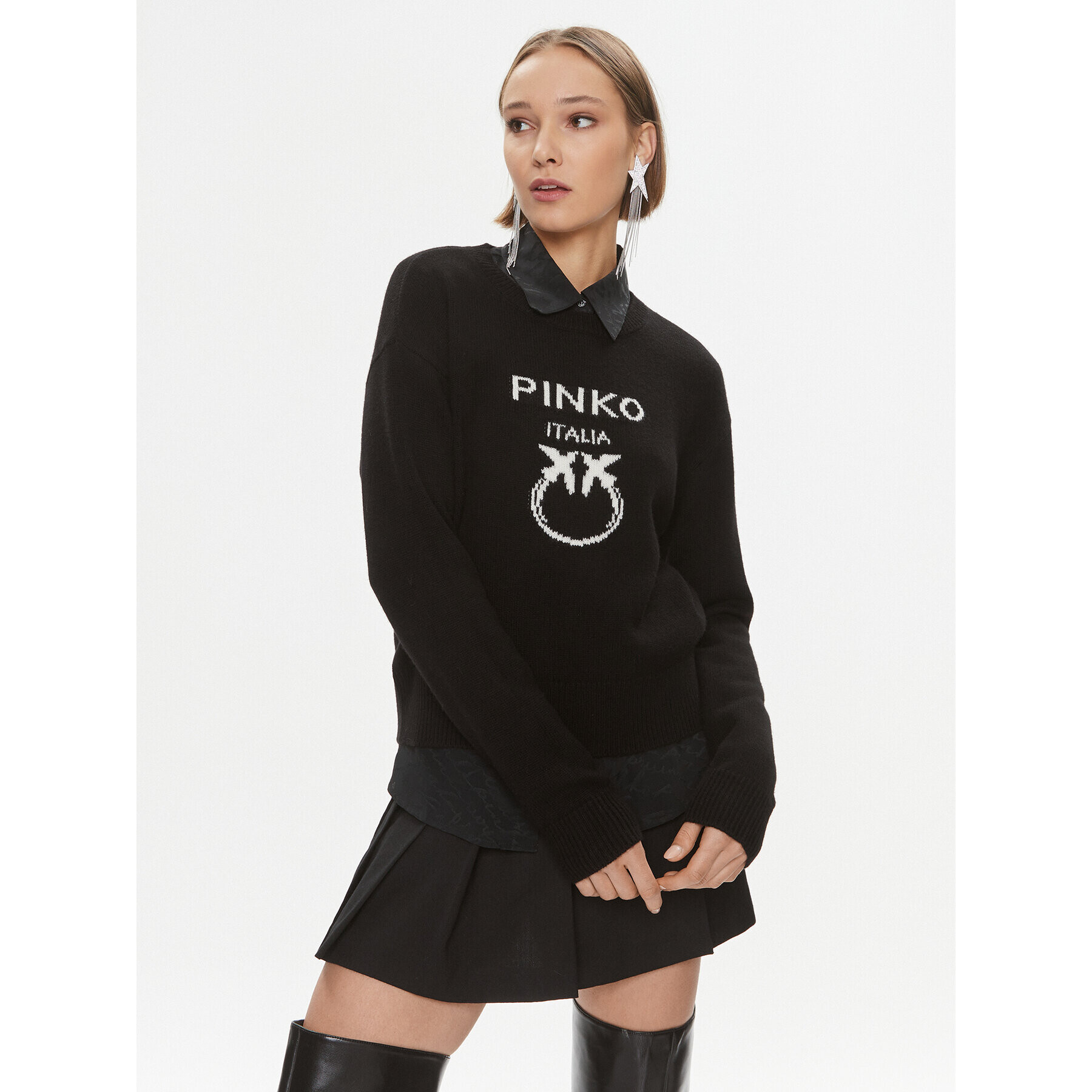 Pinko Пуловер Burgos 100414 Y7Z4 Черен Regular Fit - Pepit.bg