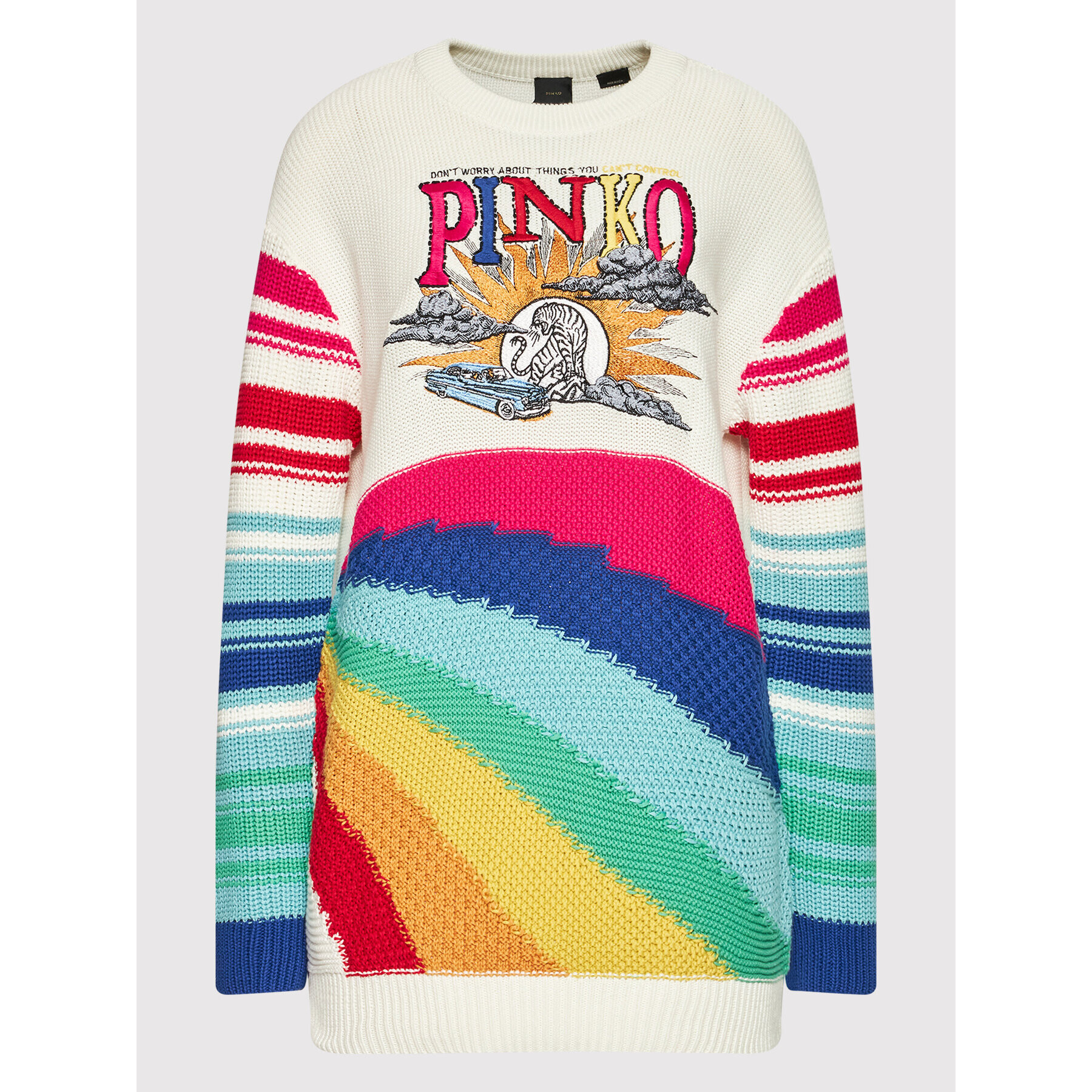 Pinko Пуловер Colunga Maxi G1747 Y7ZD Бял Relaxed Fit - Pepit.bg