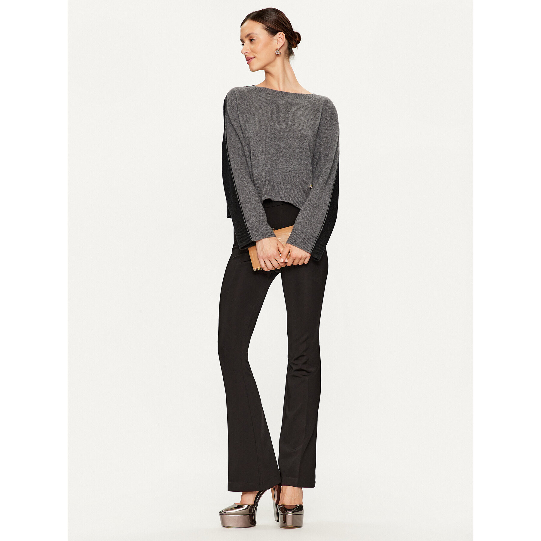 Pinko Пуловер Lombrico 102123 A185 Сив Cropped Fit - Pepit.bg