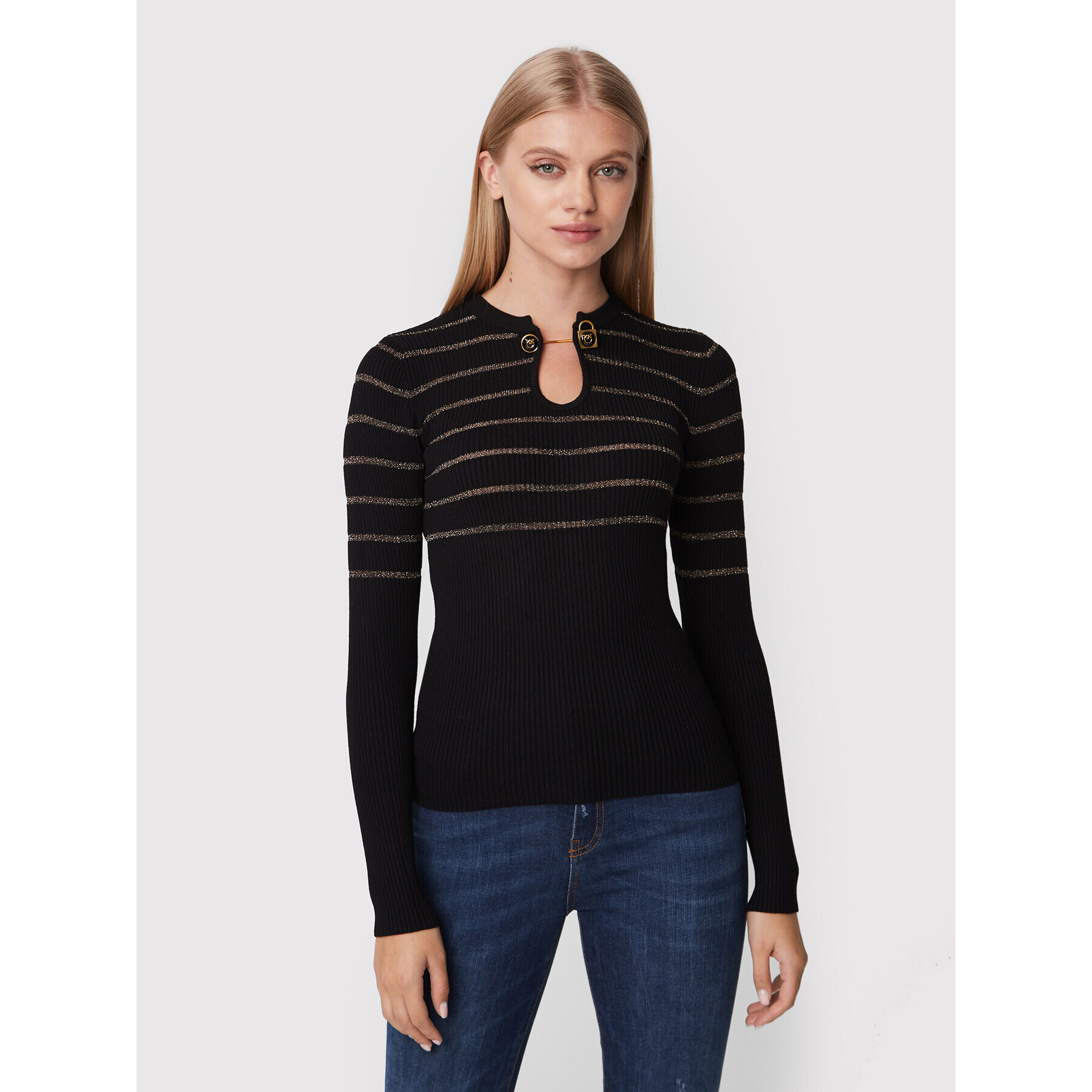 Pinko Пуловер Orbit 1G17U6 A02A Черен Slim Fit - Pepit.bg