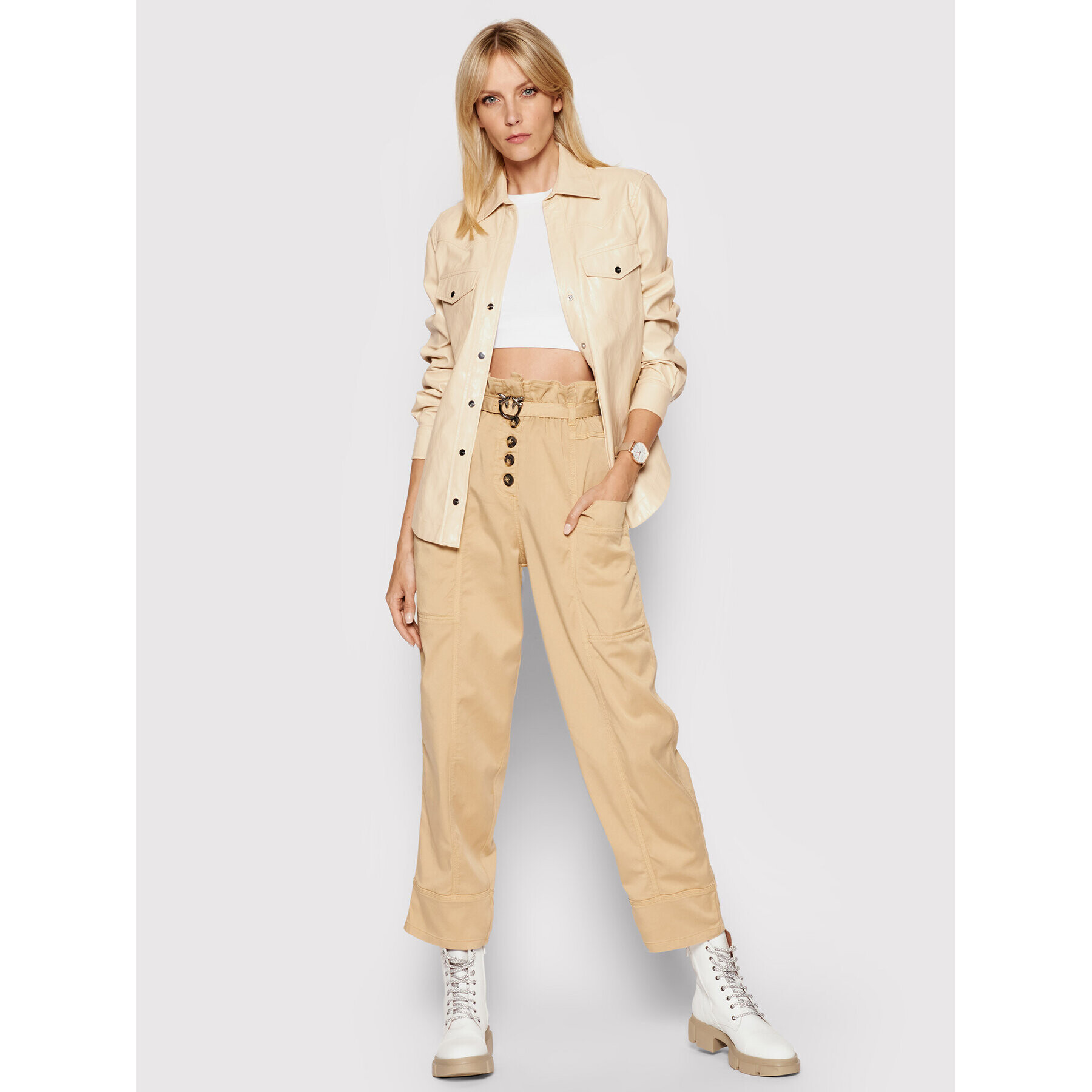 Pinko Риза Ciambella 2 1G16EB 7866 Бежов Regular Fit - Pepit.bg