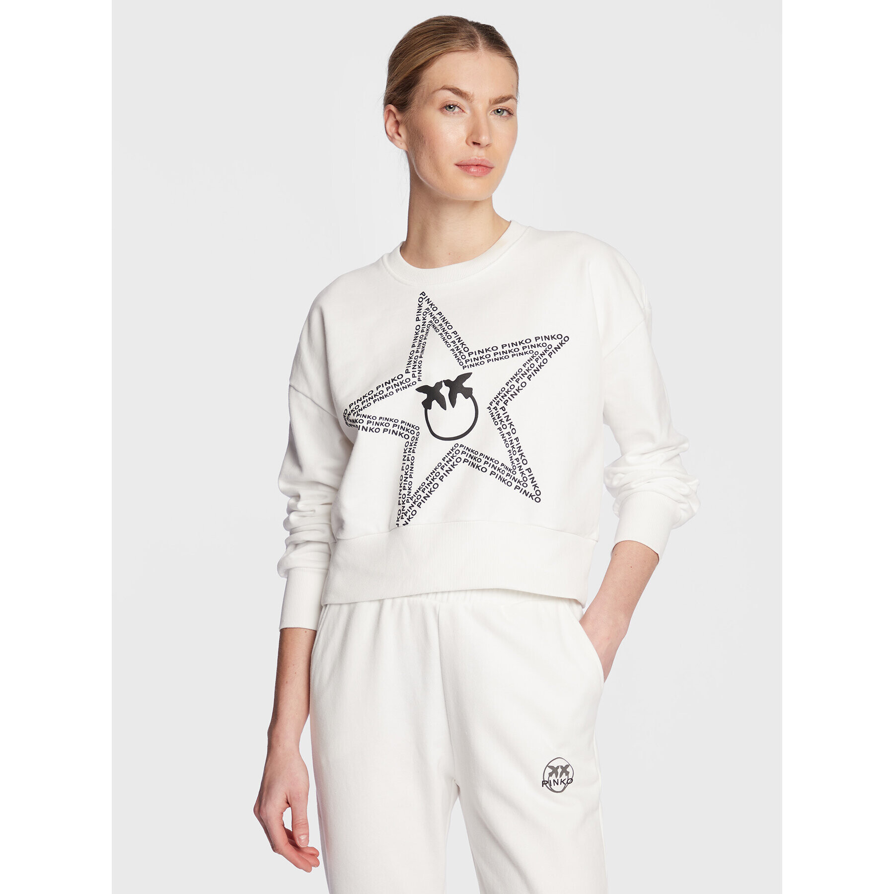 Pinko Суитшърт 100369 A0KM Бял Relaxed Fit - Pepit.bg
