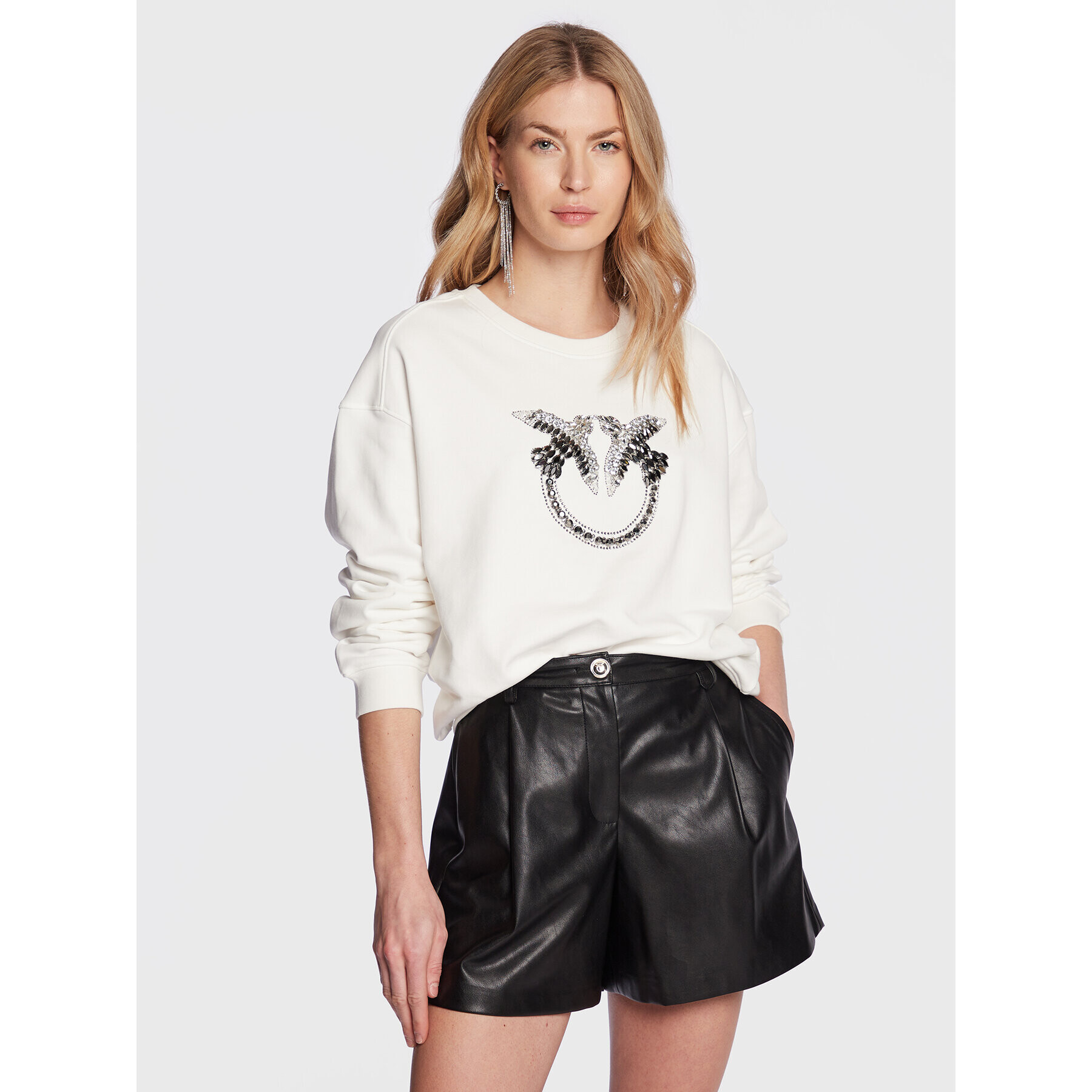 Pinko Суитшърт 100534 A0M9 Бял Relaxed Fit - Pepit.bg